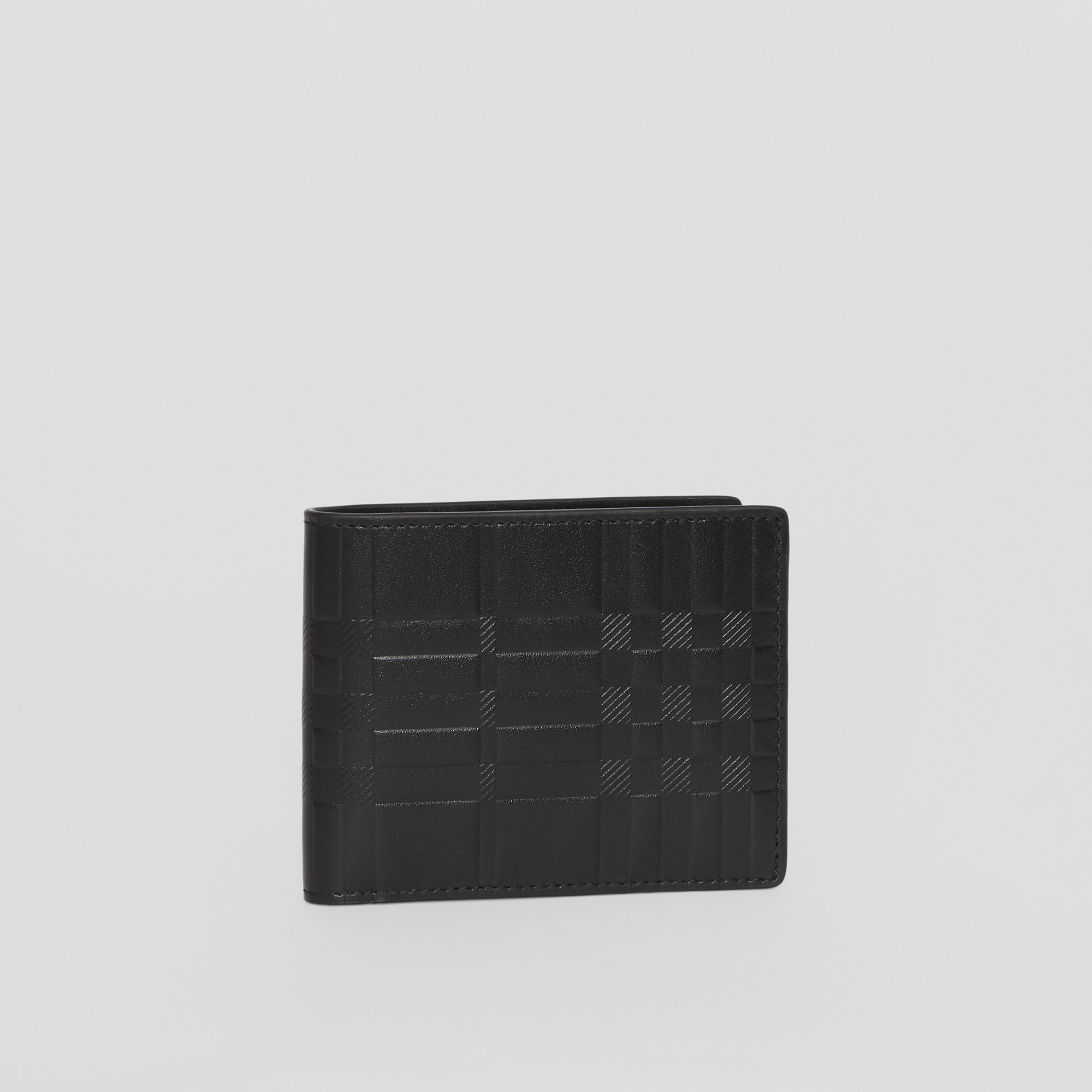 Embossed Check Leather Slim Bifold Wallet - 4