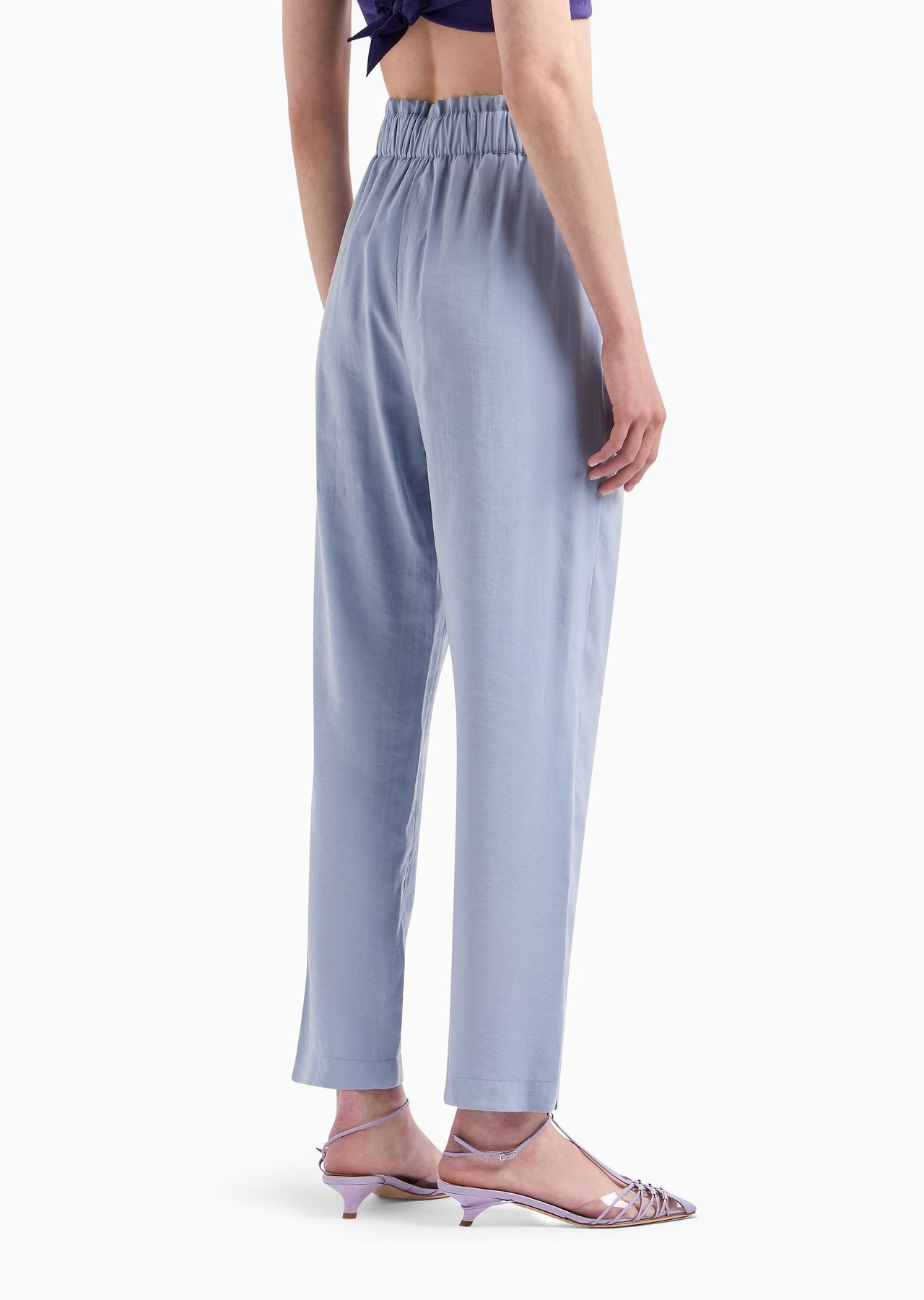 Flowing drawstring trousers in washed matte modal - 3
