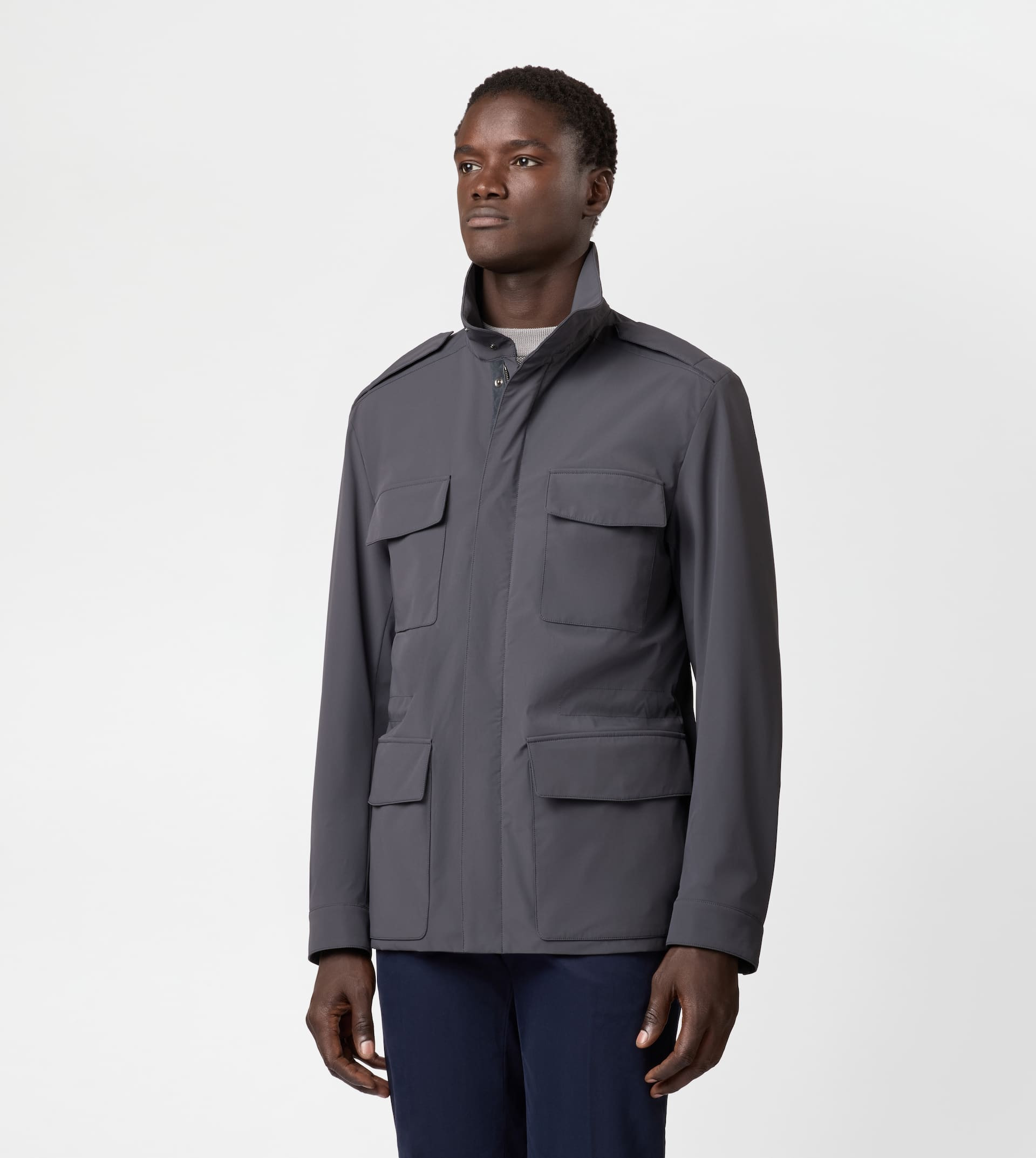 FIELD JACKET IN TECHNICAL FABRIC - GREY - 4