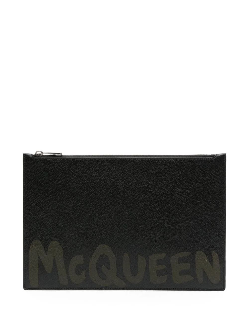 logo-print leather clutch bag - 1