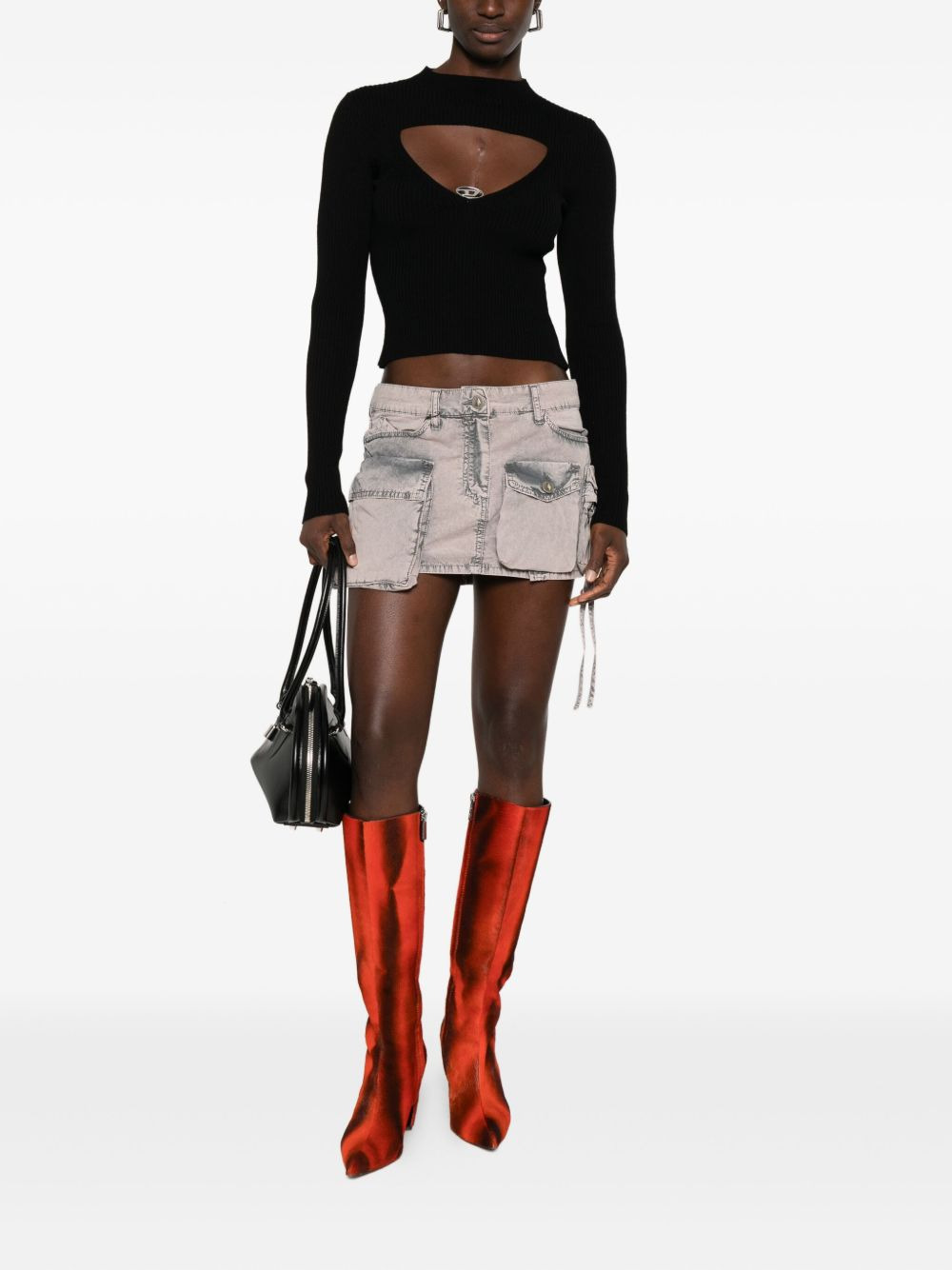 keyhole-neckline ribbed top - 2