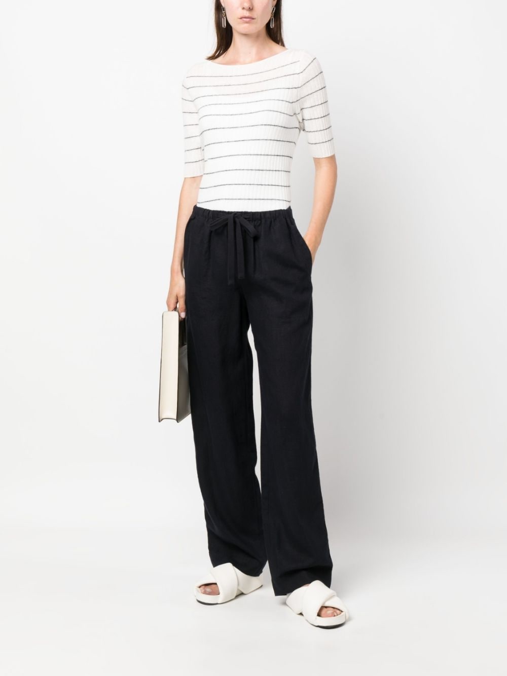 boat-neck striped knitted top - 2