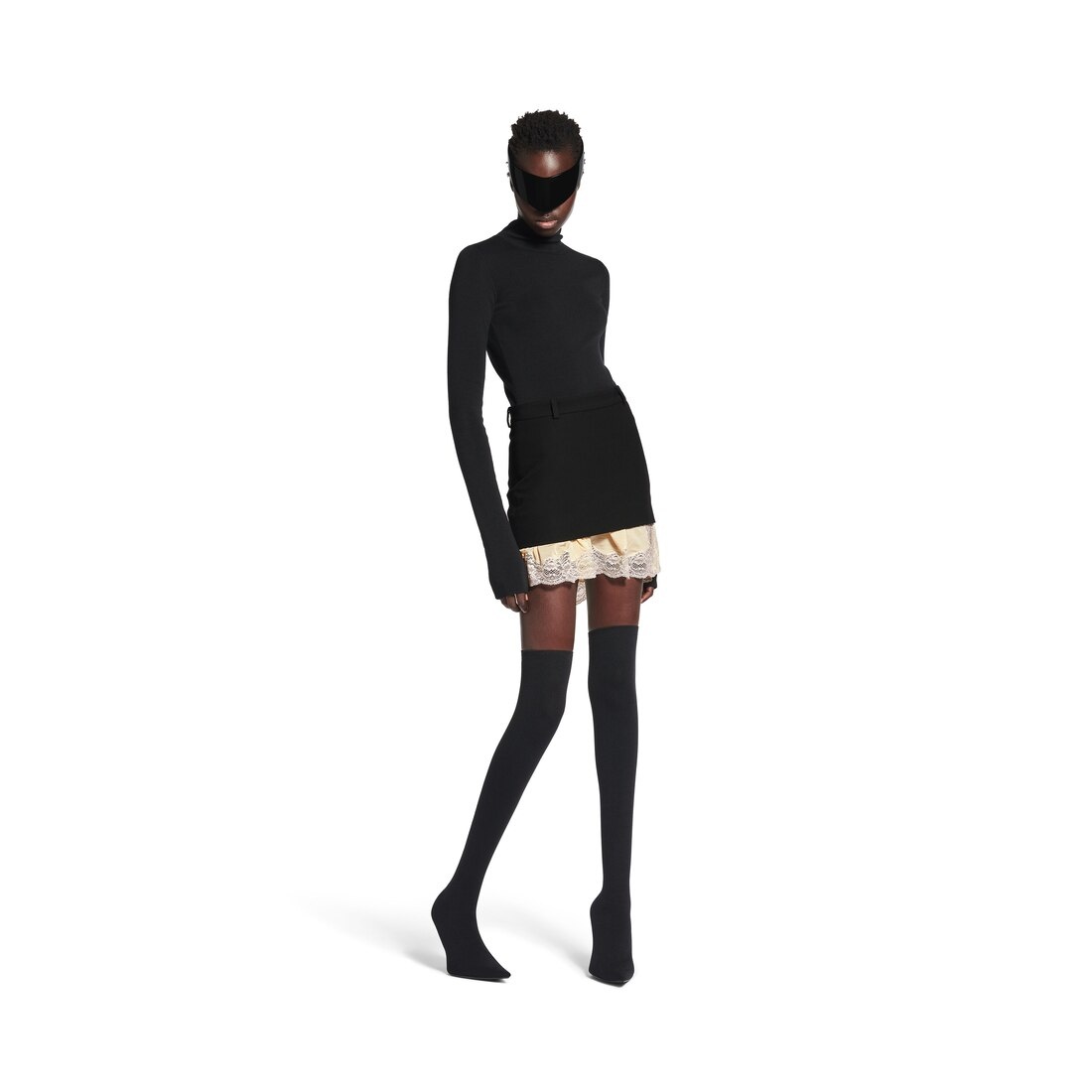 Women's Lingerie Mini Tailored Skirt in Black - 2