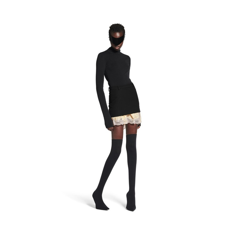 BALENCIAGA Women's Lingerie Mini Tailored Skirt in Black outlook