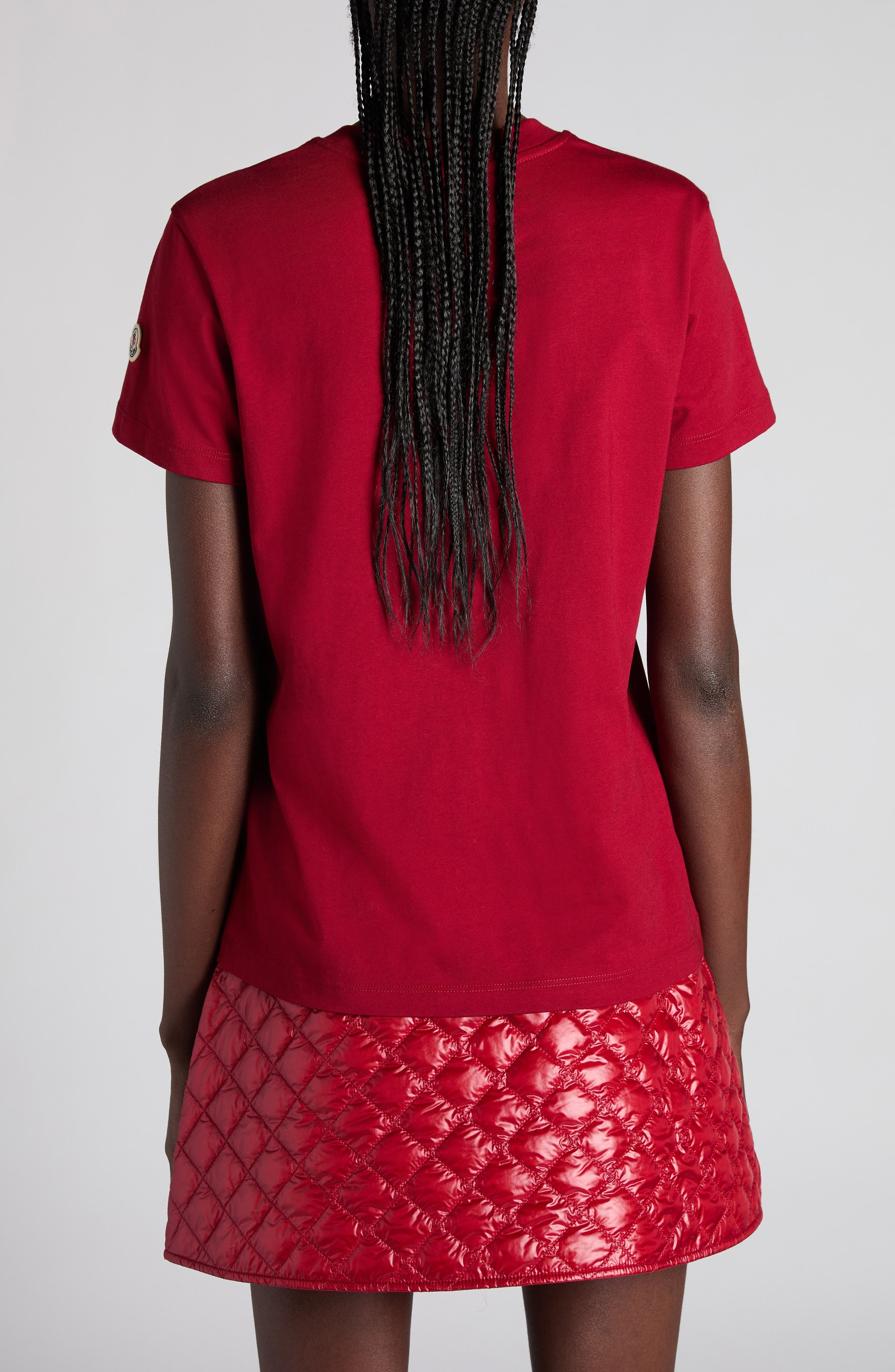 Moncler Logo Embroidered Cotton T-Shirt in Antique Burgundy at Nordstrom - 2