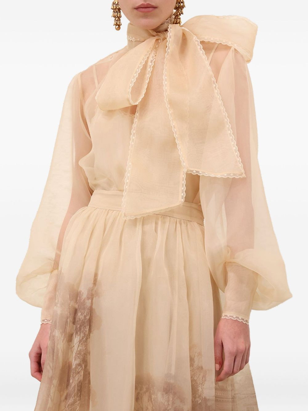 Memento organza bow-lace blouse - 4