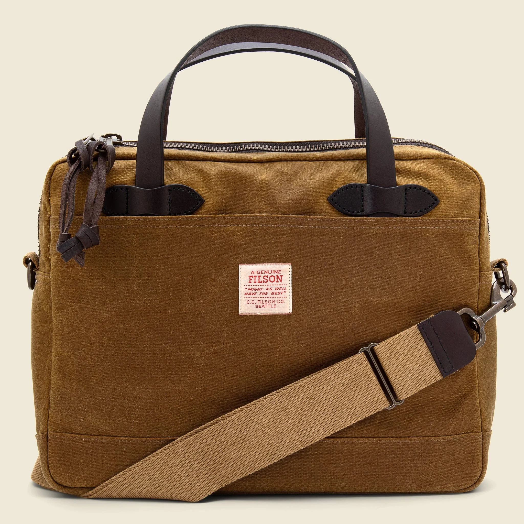 Tin Cloth Compact Briefcase - Dark Tan - 1