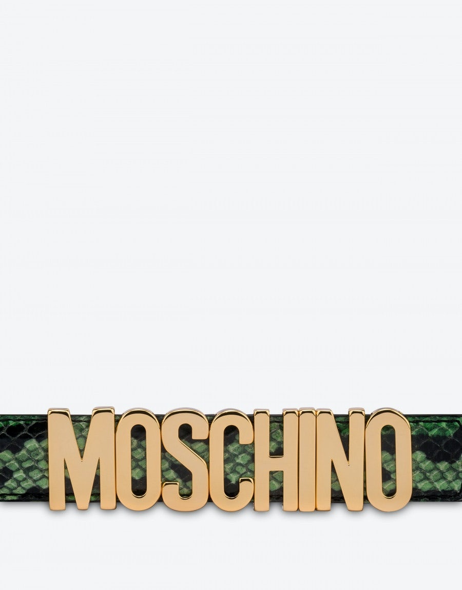 LOGO LETTERING PYTHON-PRINT CALFSKIN BELT - 2