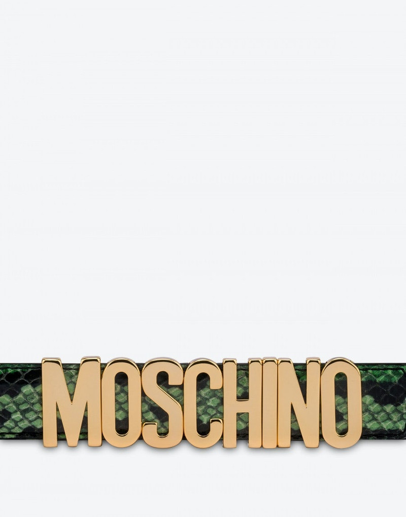 Moschino LOGO LETTERING PYTHON-PRINT CALFSKIN BELT outlook