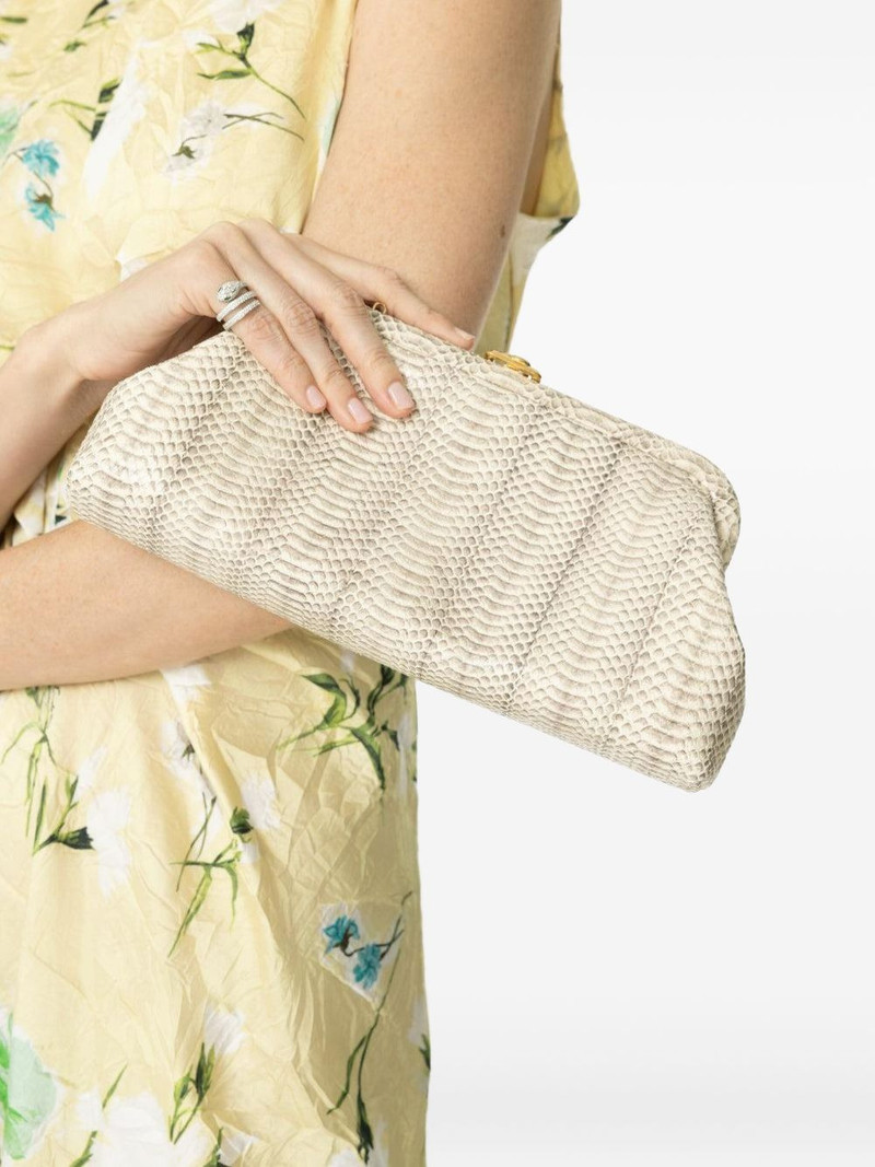 JIMMY CHOO Skylar snakeskin-effect clasp clutch bag outlook