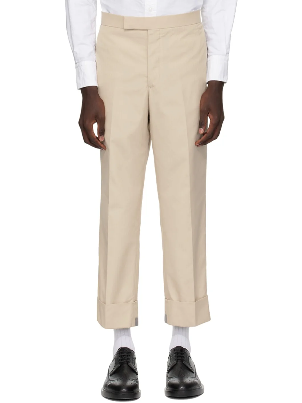 Beige Backstrap Trousers - 1