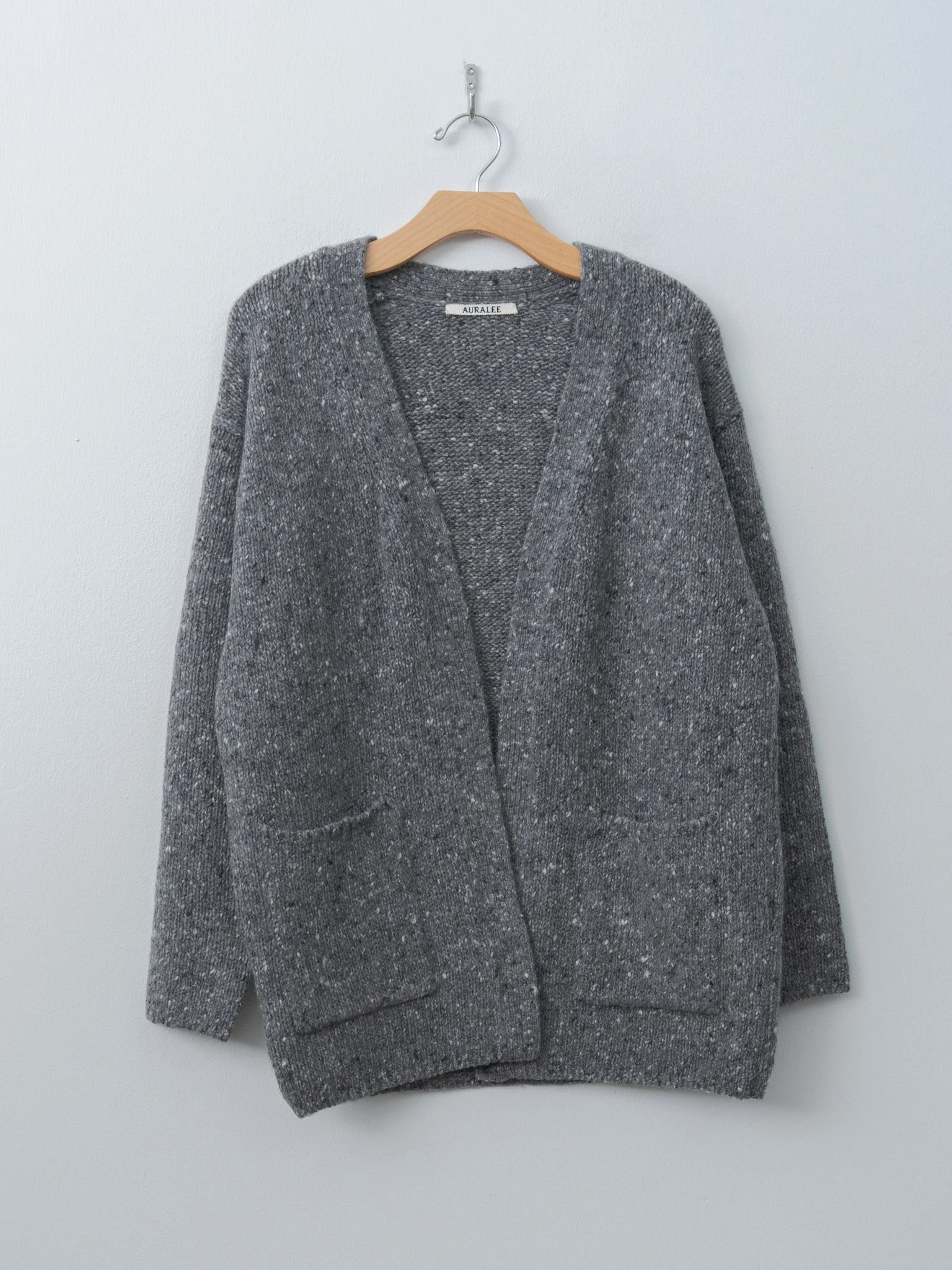 Low-Gauge Homespun Tweed Knit Cardigan - Top Charcoal - 1