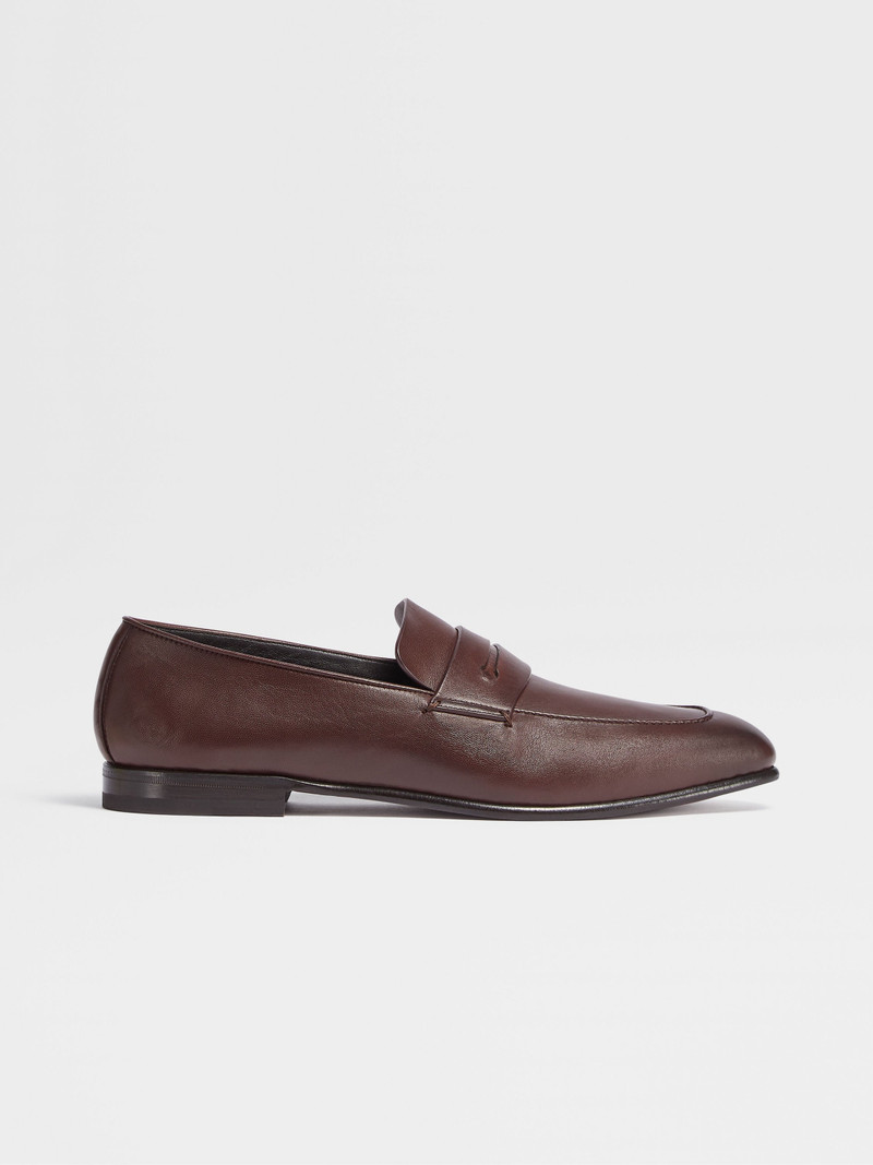 DARK BROWN LEATHER L'ASOLA LOAFERS 1