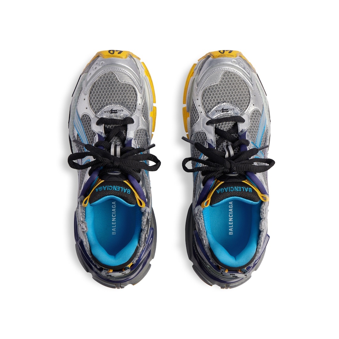 Men's Runner Sneaker in Grey/blue/orange/aqua - 6
