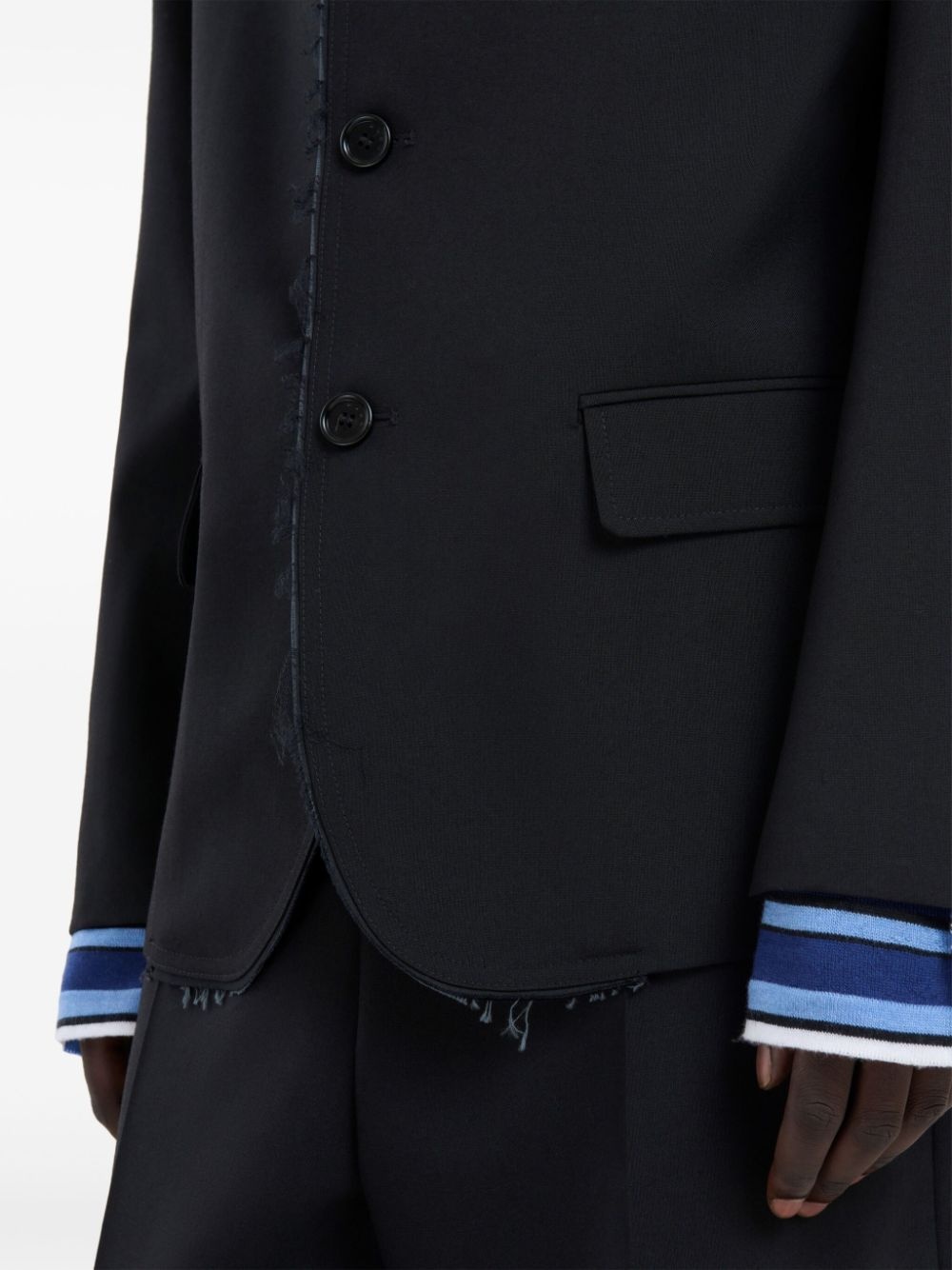 logo-embroidered wool blazer - 6