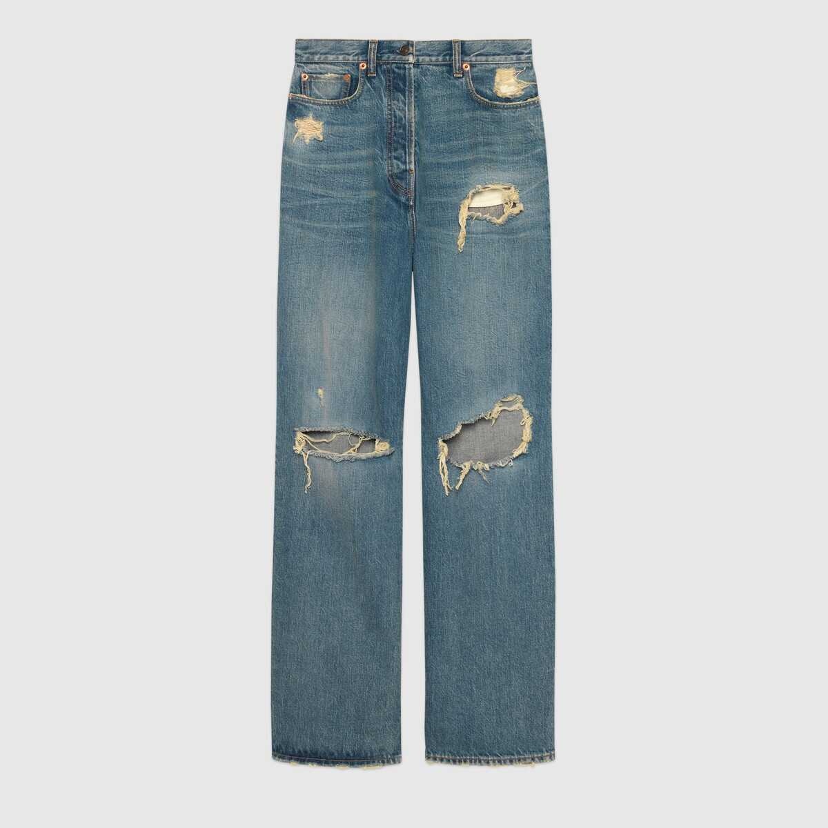 Ripped eco washed organic denim pant - 1