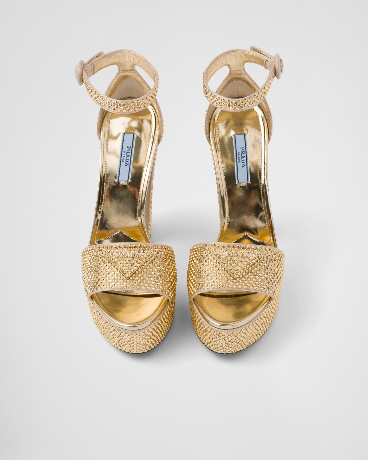 Satin platform sandals with crystals - 4