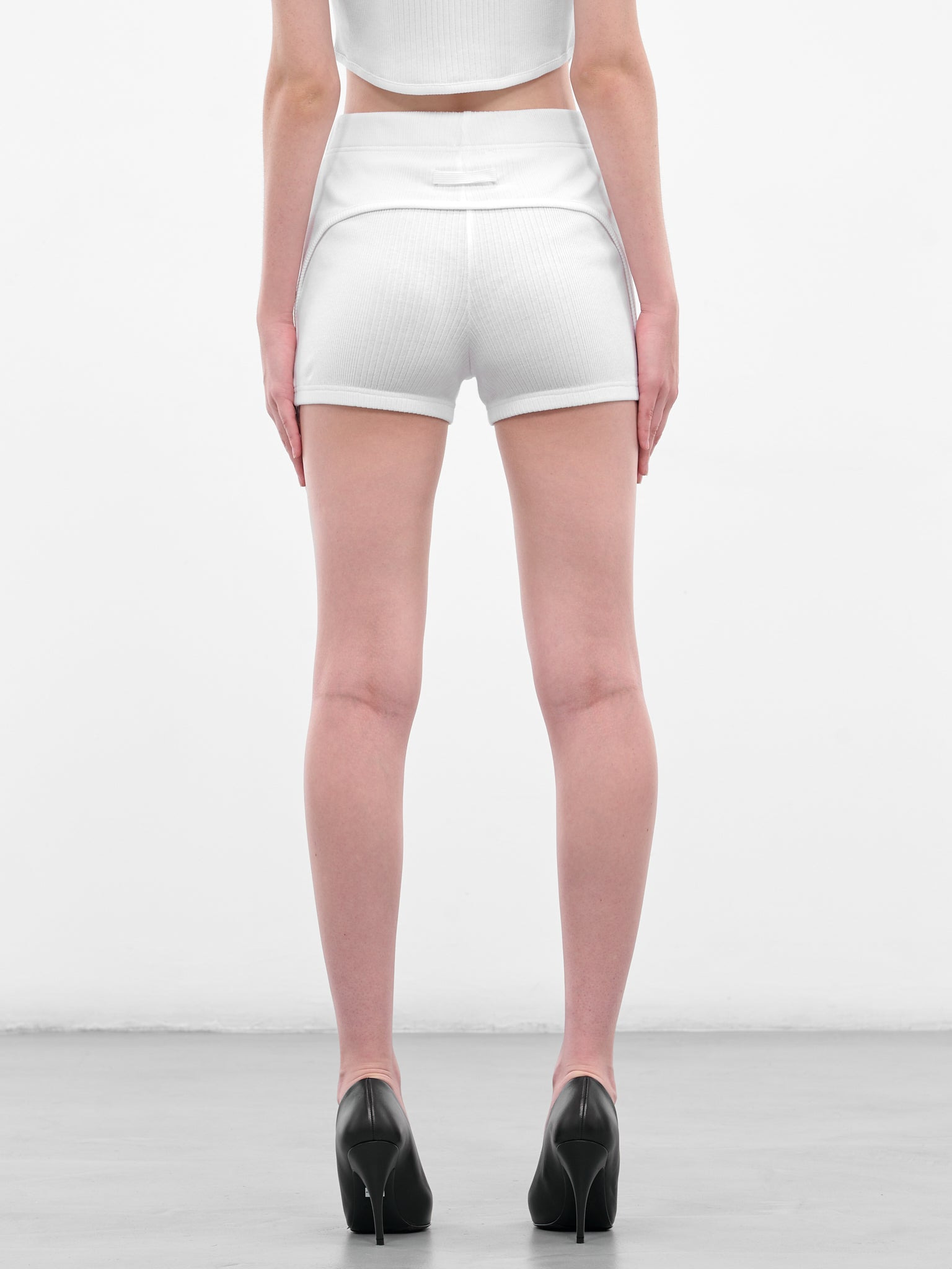 The White Garter Mini Shorts - 3