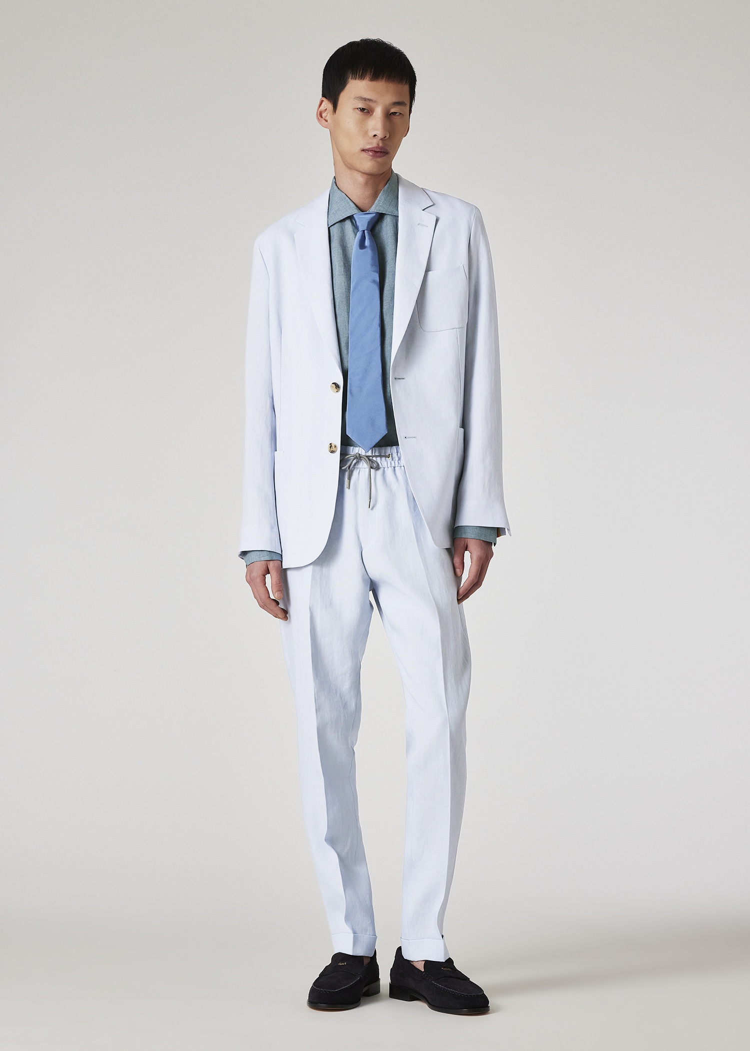 Pale Blue Linen Suit - 7
