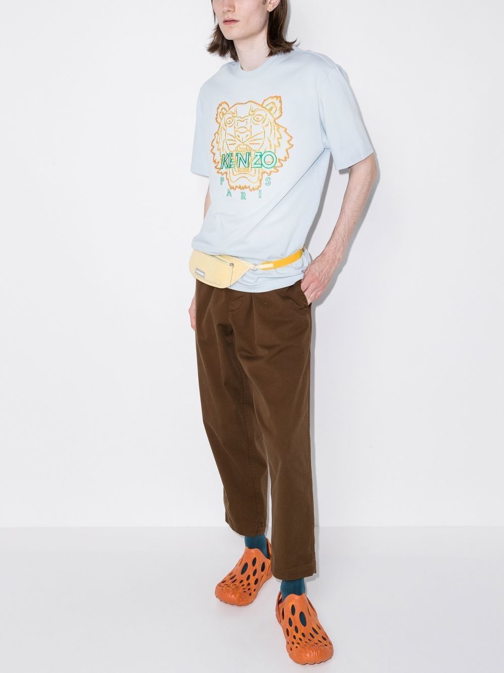 Tiger-embroidered cotton T-shirt - 5