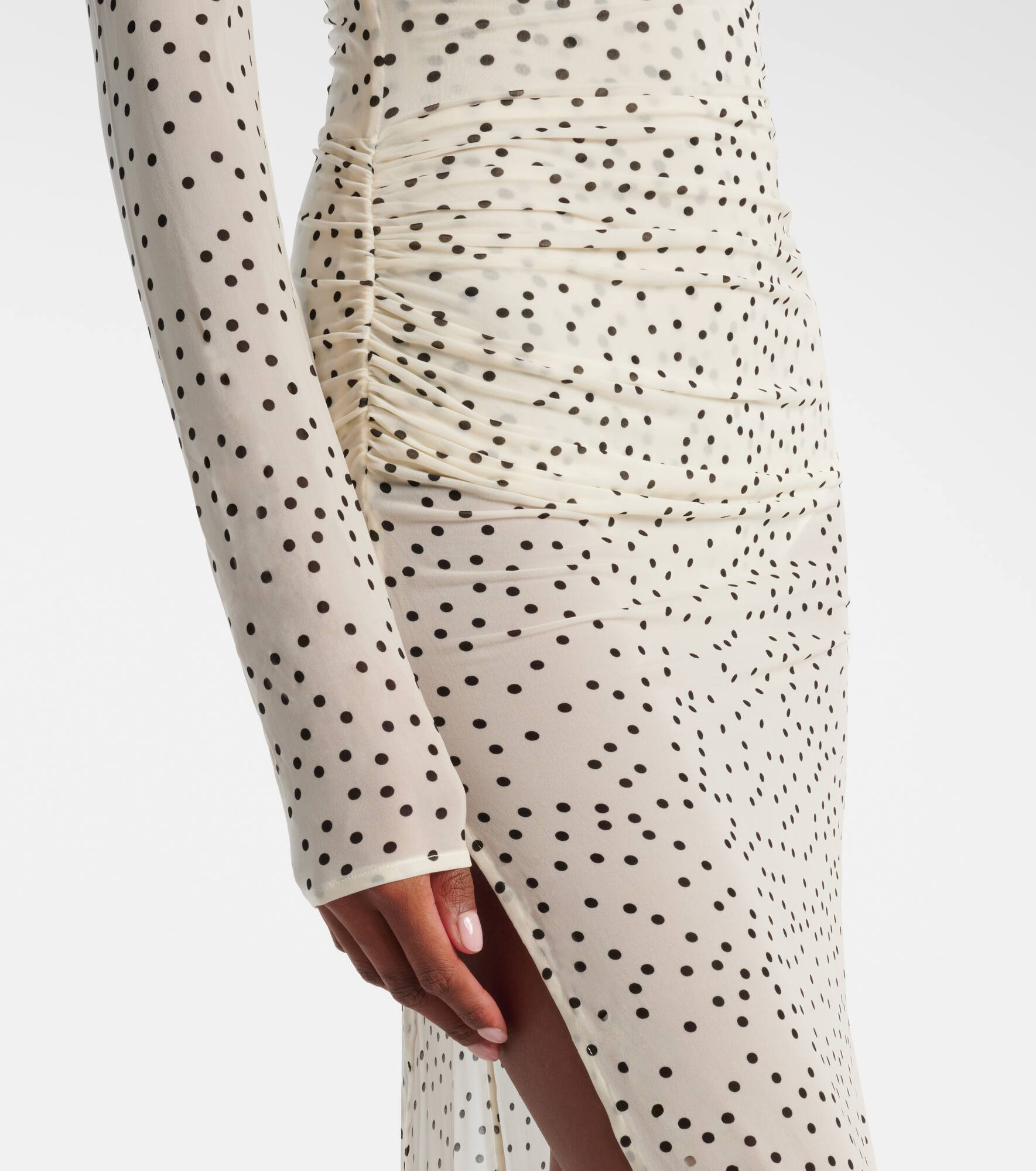 Floral-appliqué polka-dot maxi dress - 5