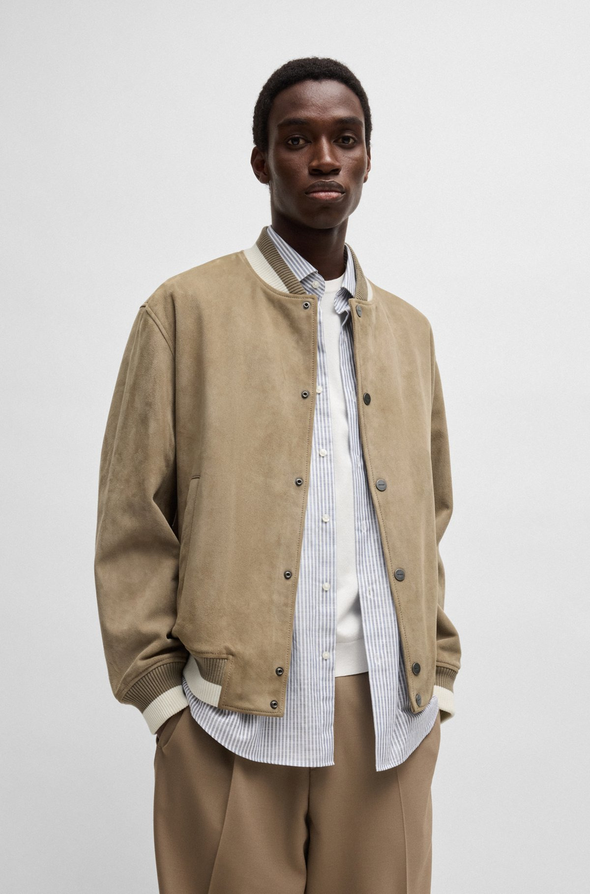RIBBED-TRIM BOMBER JACKET IN SUEDE - 2