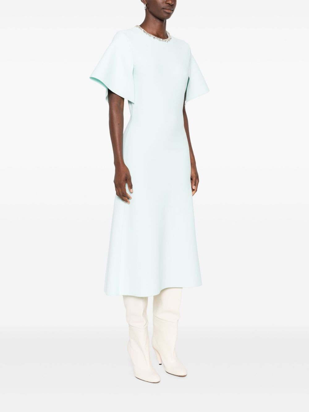 embellished short-sleeve midi dress - 3