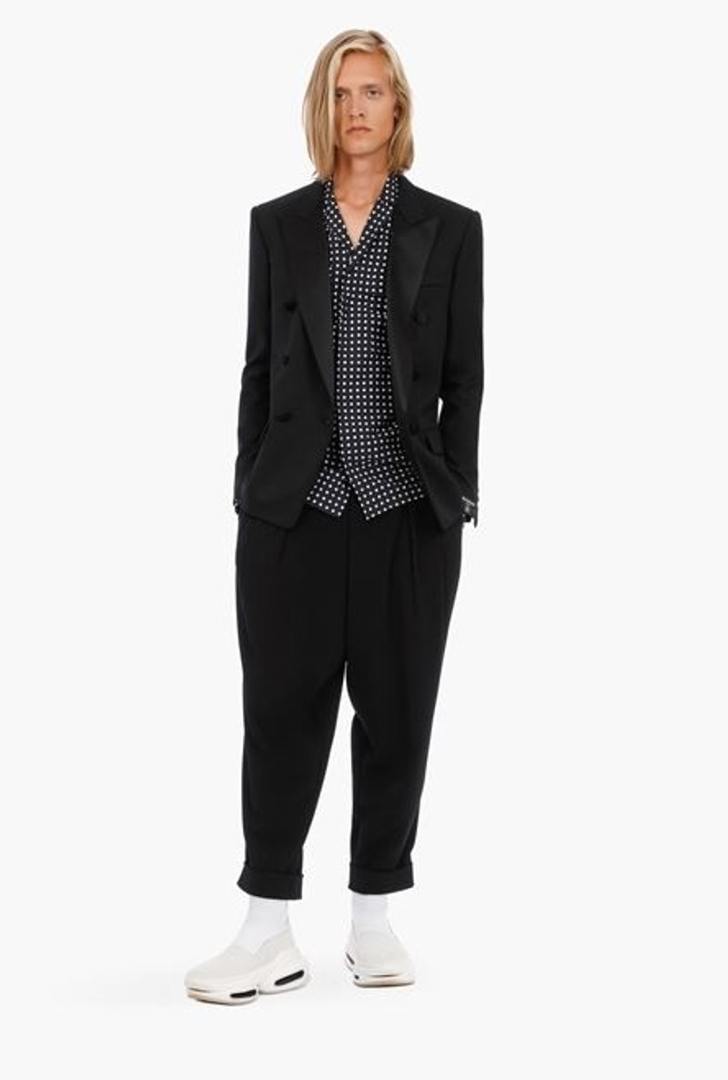 Balmain Black satin and wool blazer with double-breasted buttoned fastening outlook