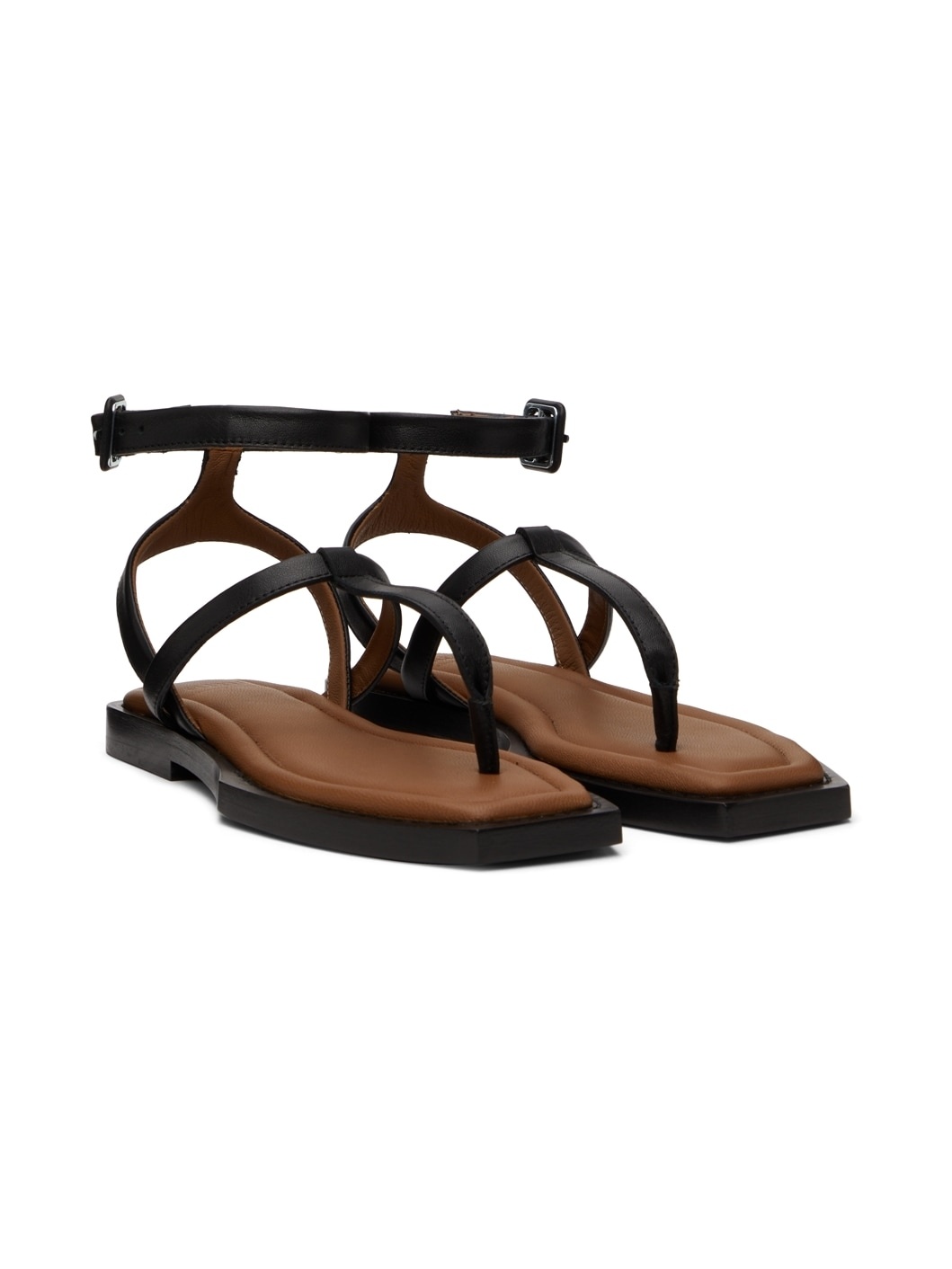 Black Flat Sandals - 4
