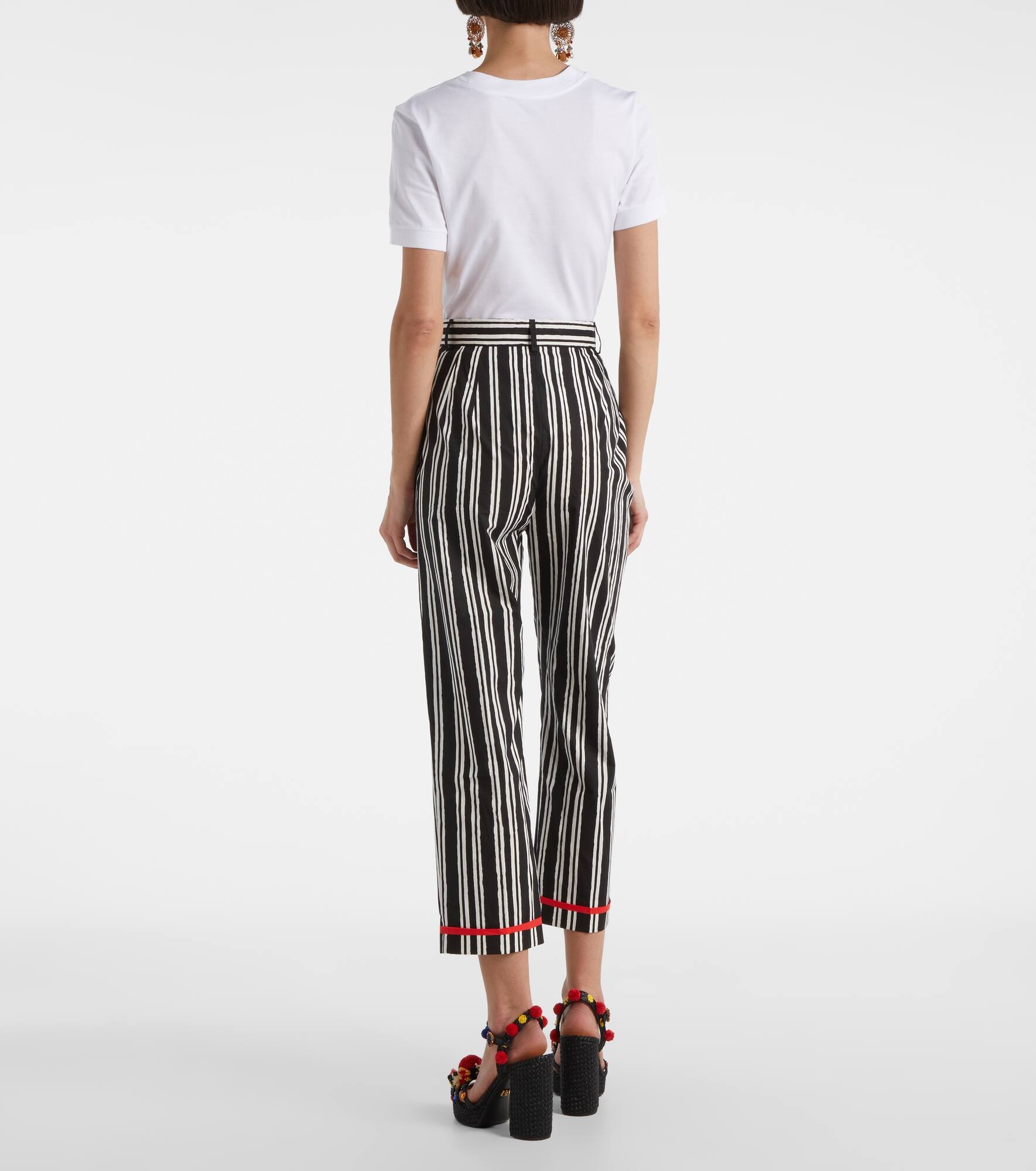 Striped cotton straight pants - 3