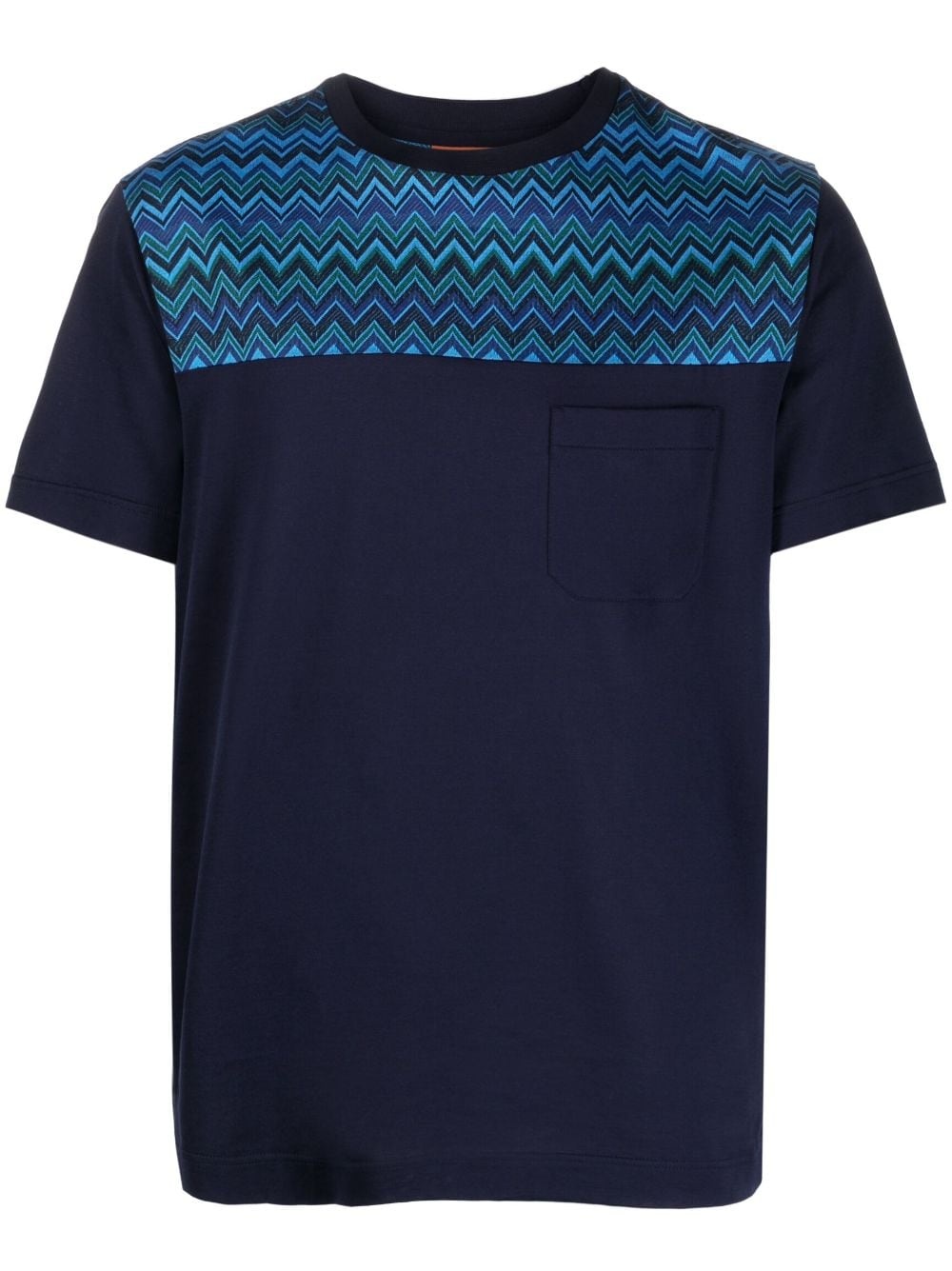 zigzag-pattern crew-neck T-shirt - 1
