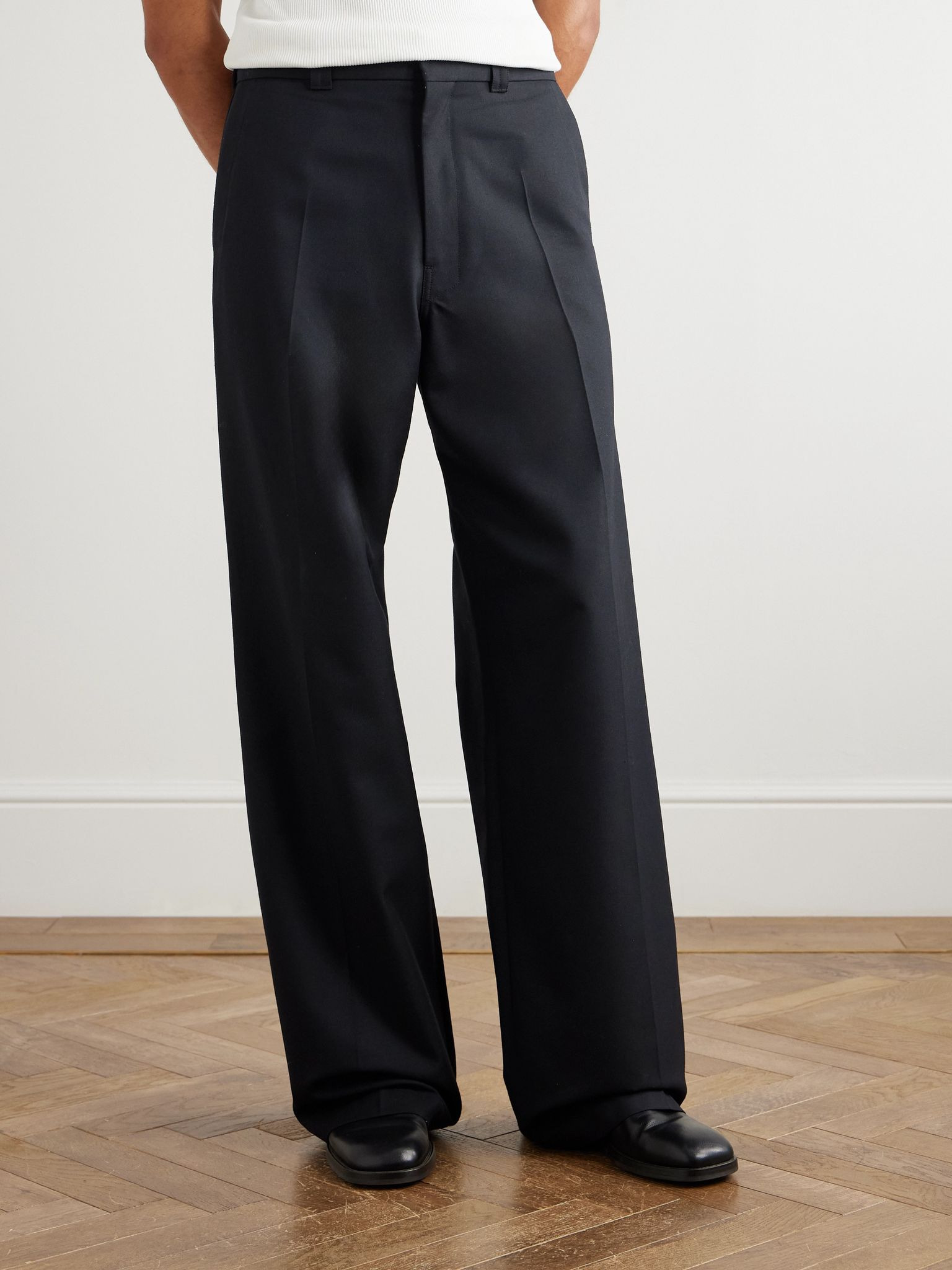Wide-Leg Wool-Twill Suit Trousers Navy - 3