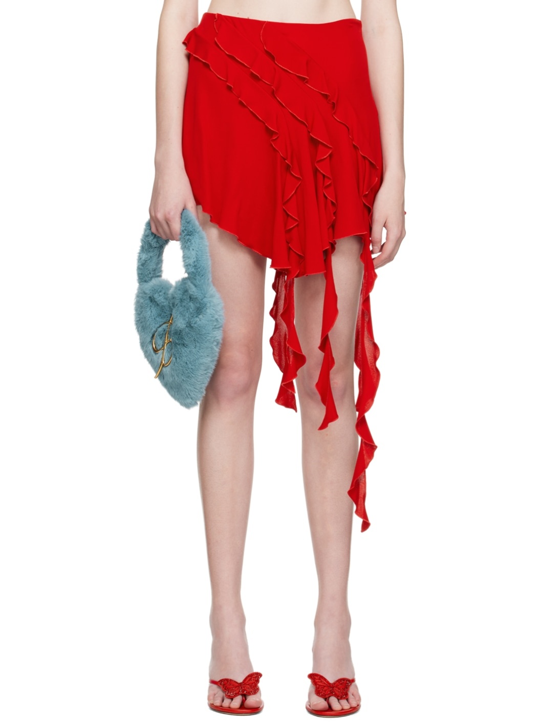 Red Ruffle Miniskirt - 1