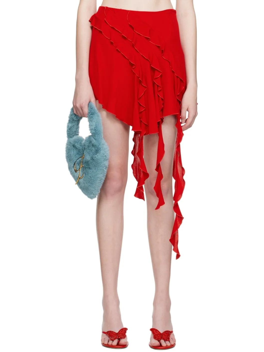 Red Ruffle Miniskirt - 1
