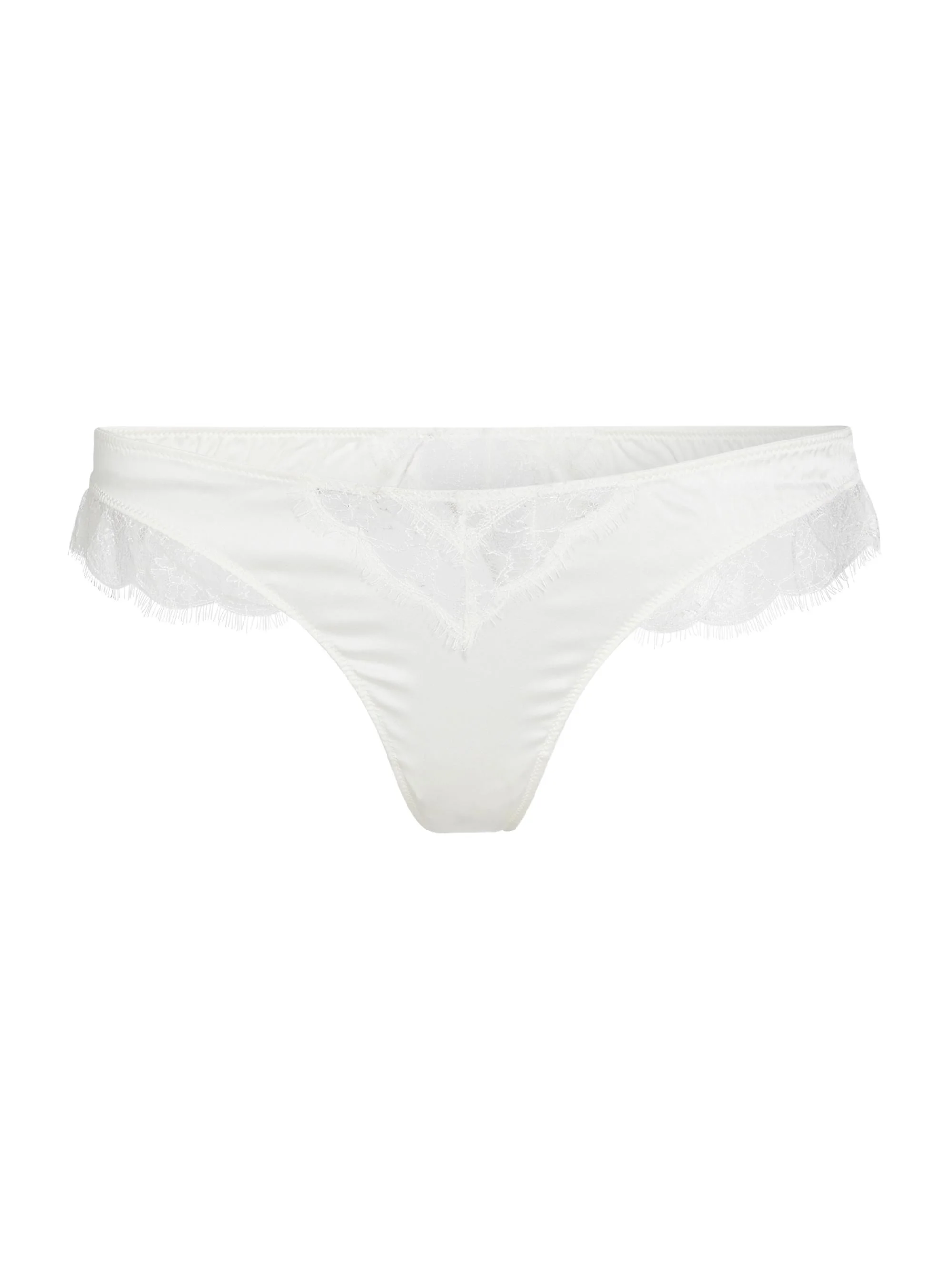 Women's Lace Inset Thong - Ivory - 1