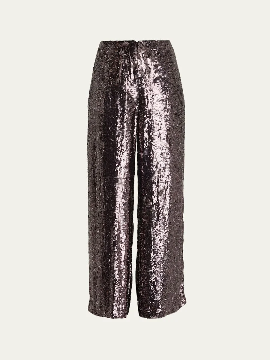 Adieu For Now Sequined Wide-Leg Pants - 1