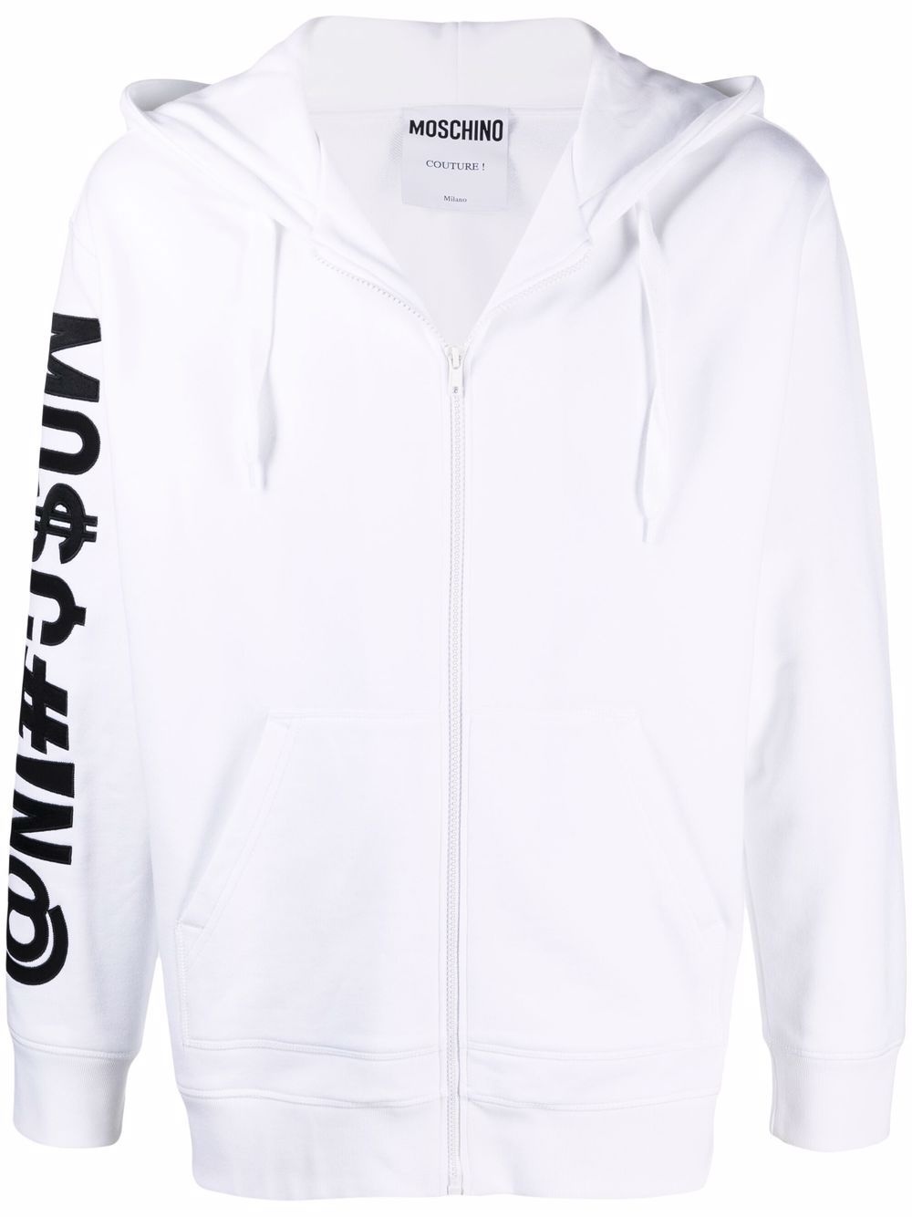 Symbols logo-print zipped hoodie - 1