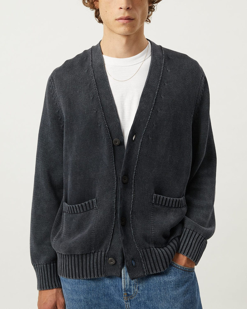 ACID WASH CARDIGAN - BLACK 1