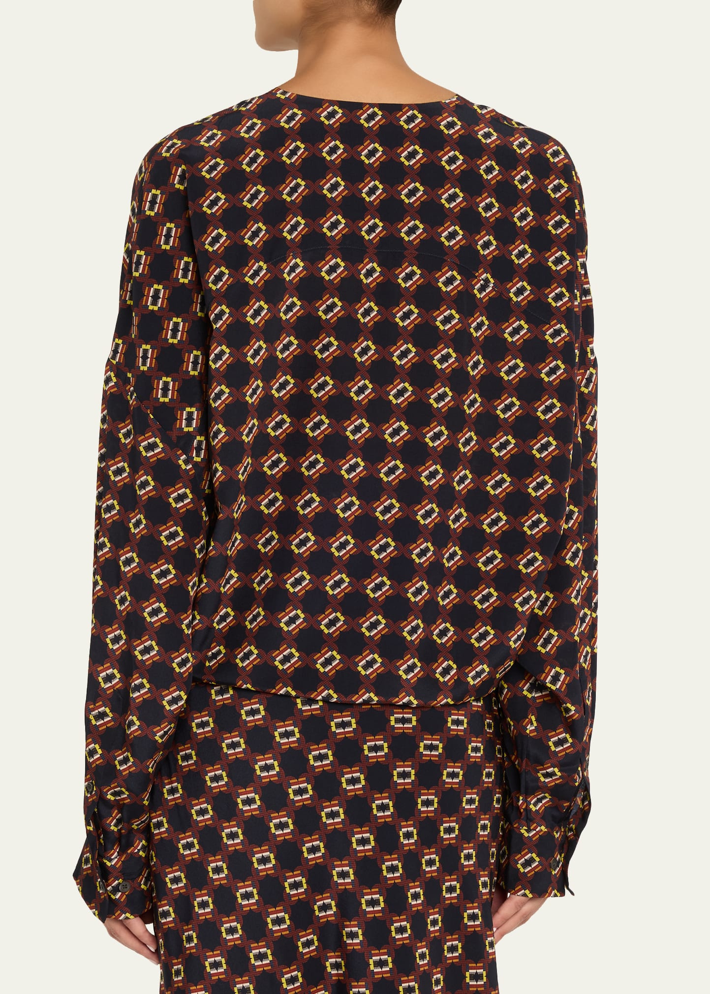 Camiel Printed Silk Long-Sleeve Wrap Top - 3