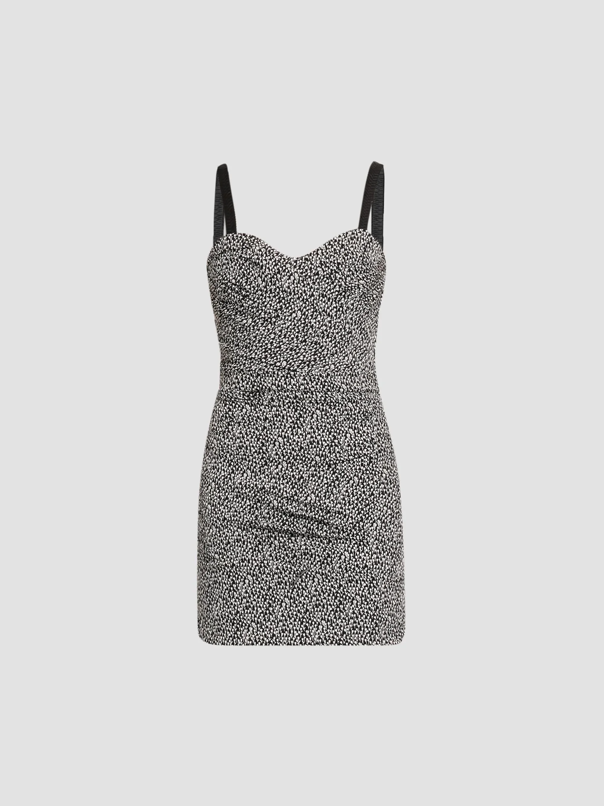 Women's Printed Stretch Silk Mini Dress - Nero - 1