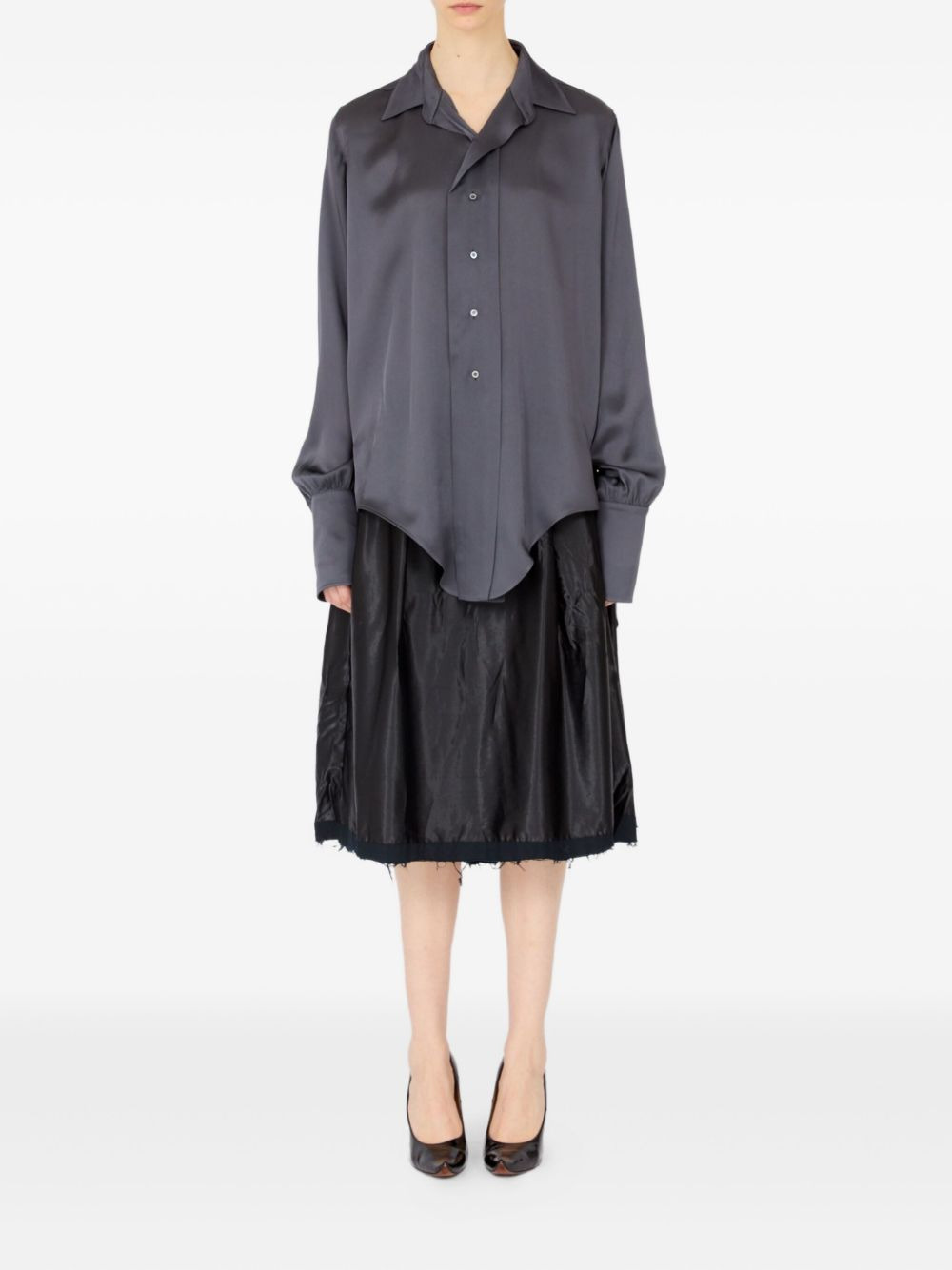 long-sleeved satin shirt - 2