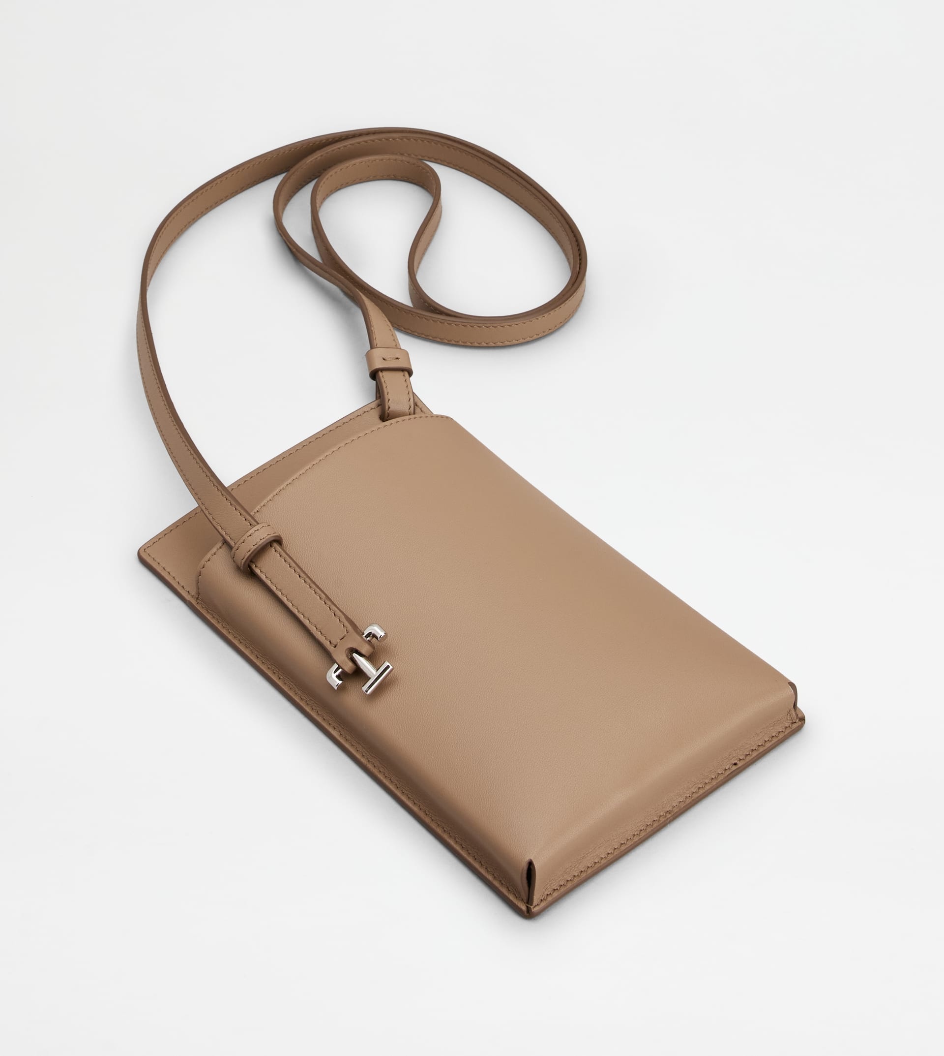 PHONE HOLDER IN LEATHER MEDIUM - BEIGE - 3