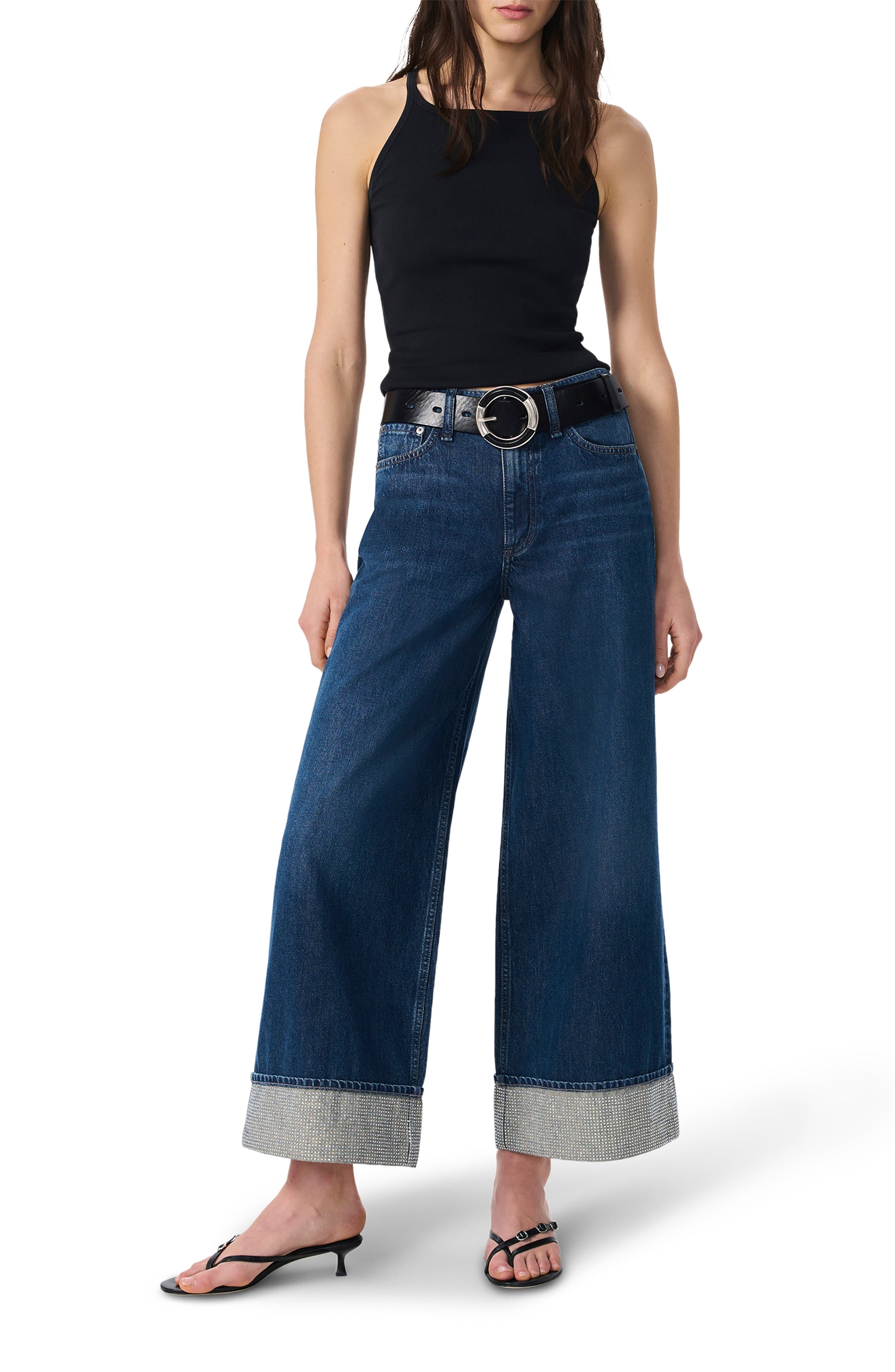 rag & bone Sofie Jewel Cuff High Waist Ankle Wide Leg Jeans in Dawn Jewel at Nordstrom - 7