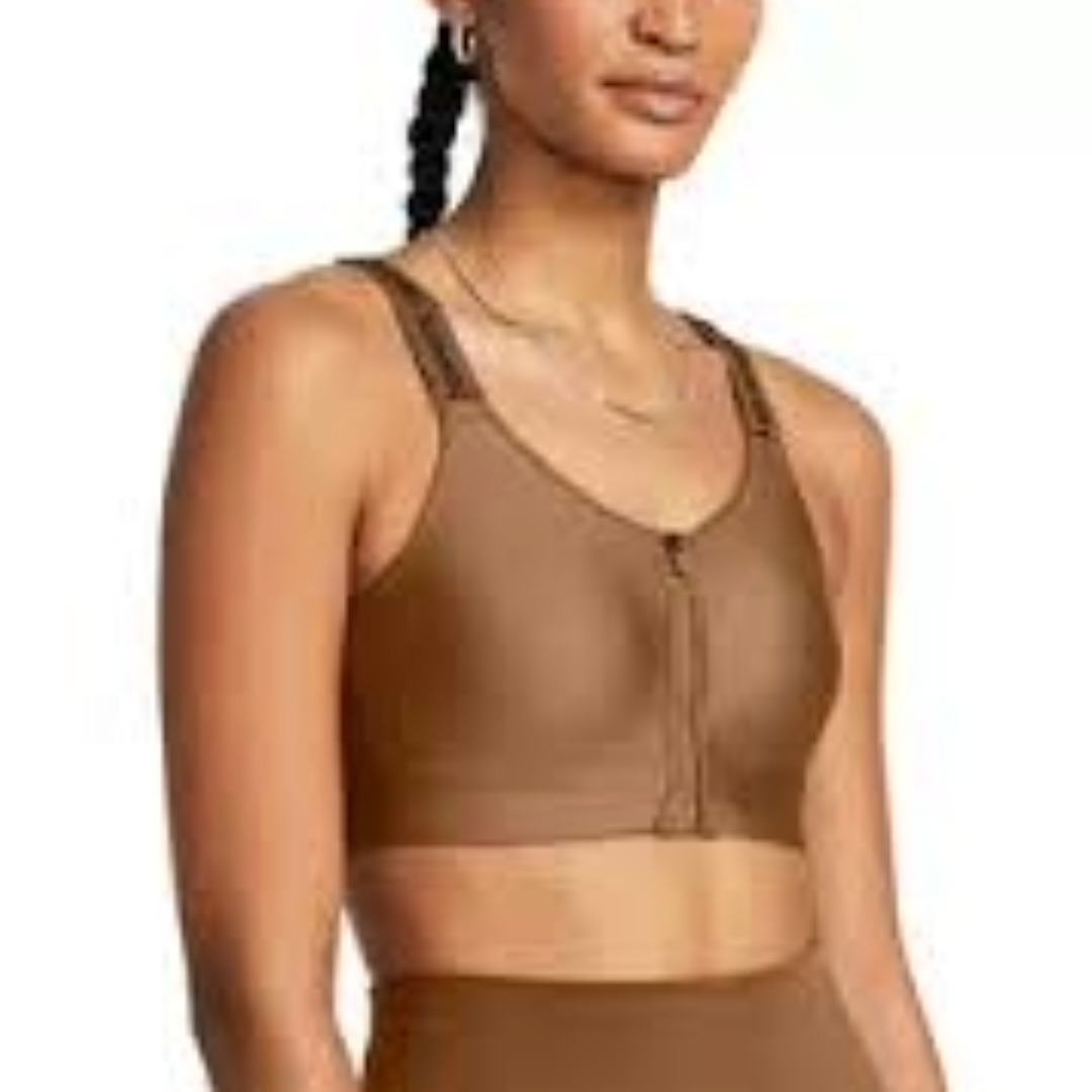 (WMNS) Under Armour Infinity 2.0 High Zip Sports Bra 'Brown' 1384118-253 - 3