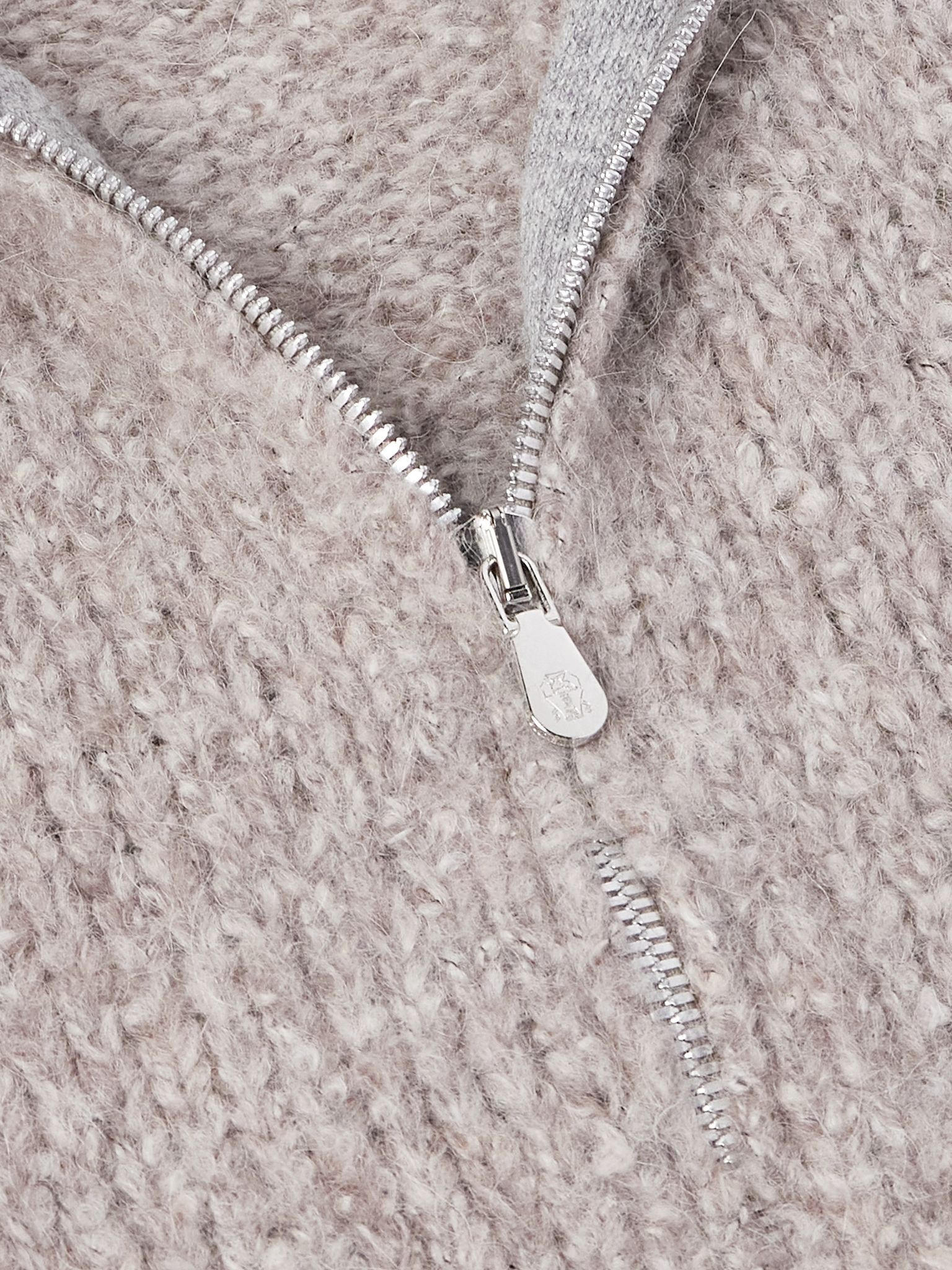 Slim-Fit Alpaca-Blend Zip-Up Cardigan Beige - 4