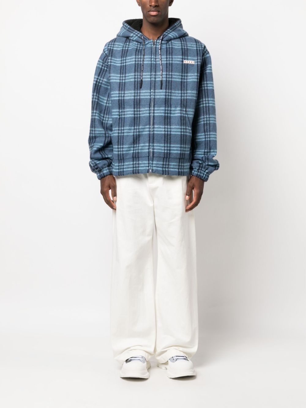 logo-patch check-print jacket - 2