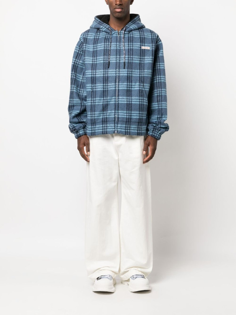 Marni logo-patch check-print jacket outlook