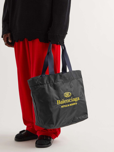 BALENCIAGA Hotel Logo-Embroidered Recycled Nylon Tote Bag outlook