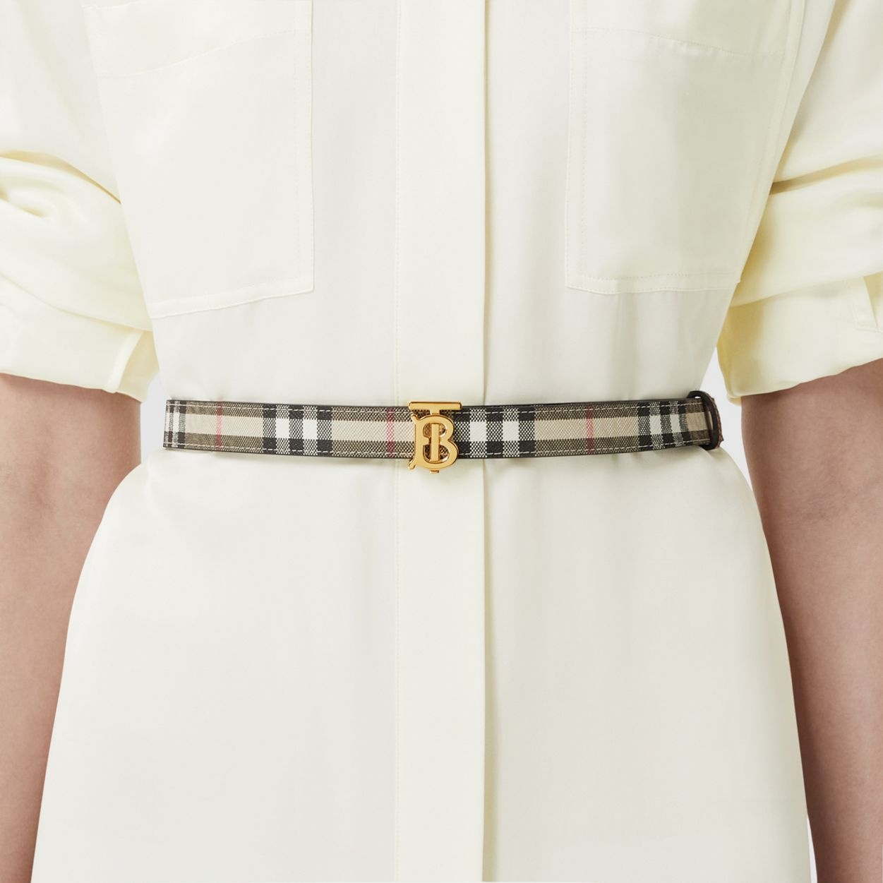 Reversible Vintage Check and Leather Belt - 3