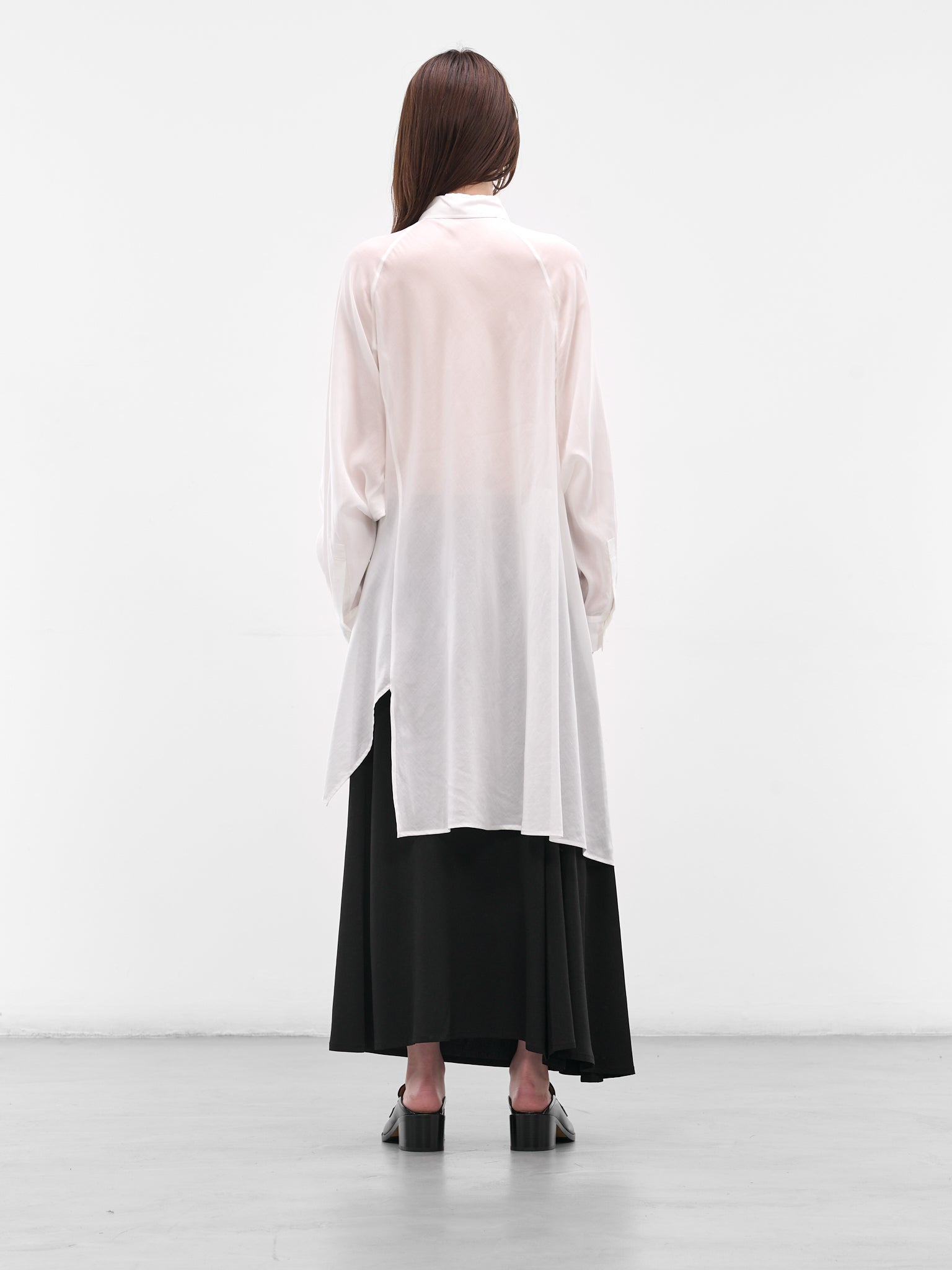 White Raglan Draped Asymmetric Shirt - 3